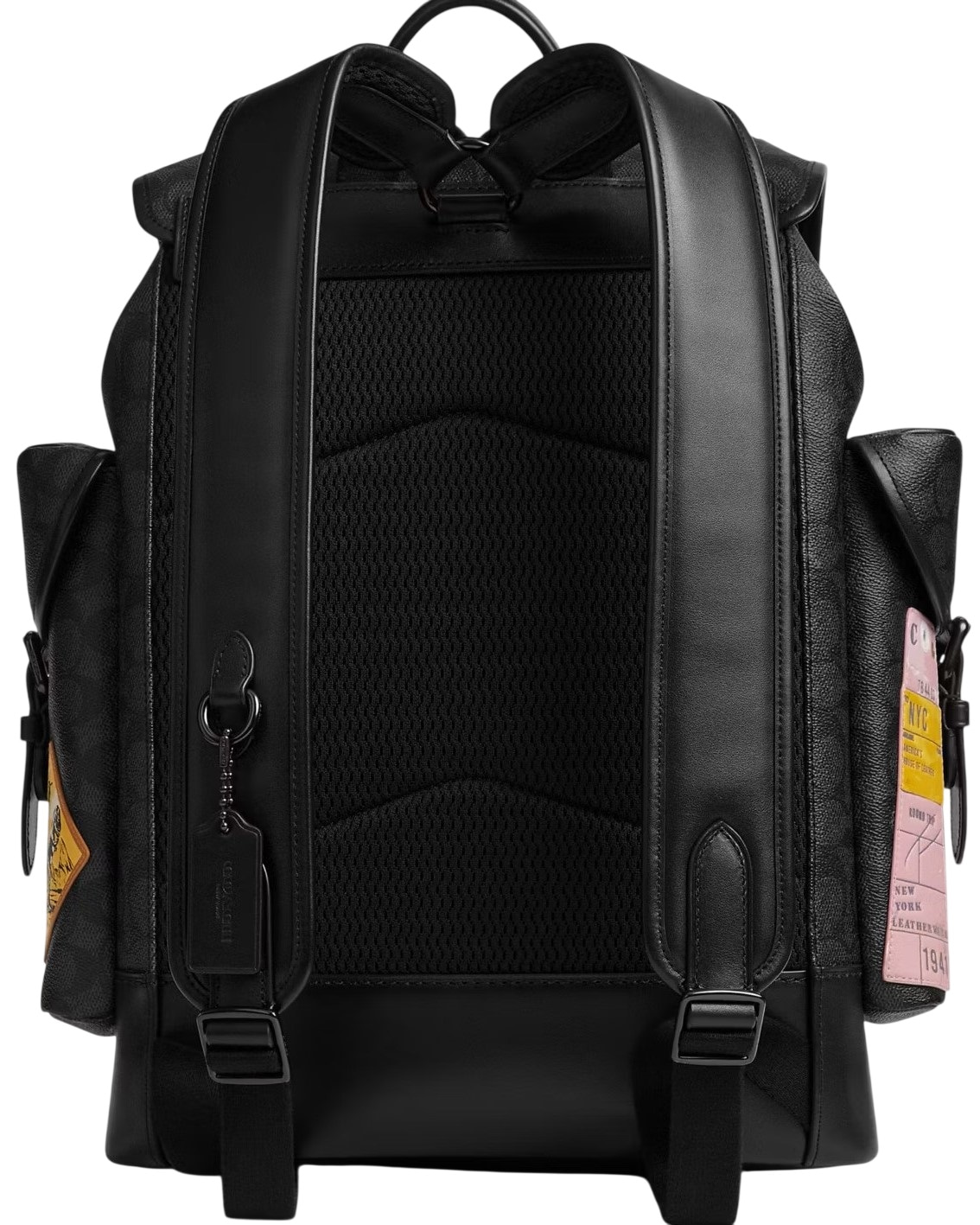 Ba lô Coach Hitch Backpack In Signature Canvas With Patches Charcoal Multi CBF04 5