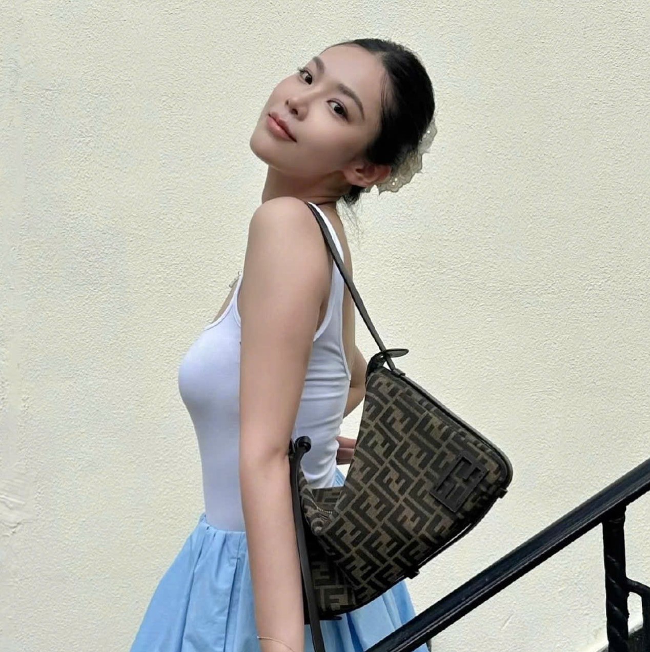 Túi nữ Simply Fendi Brown FF Jacquard Fabric Mini Bag 2