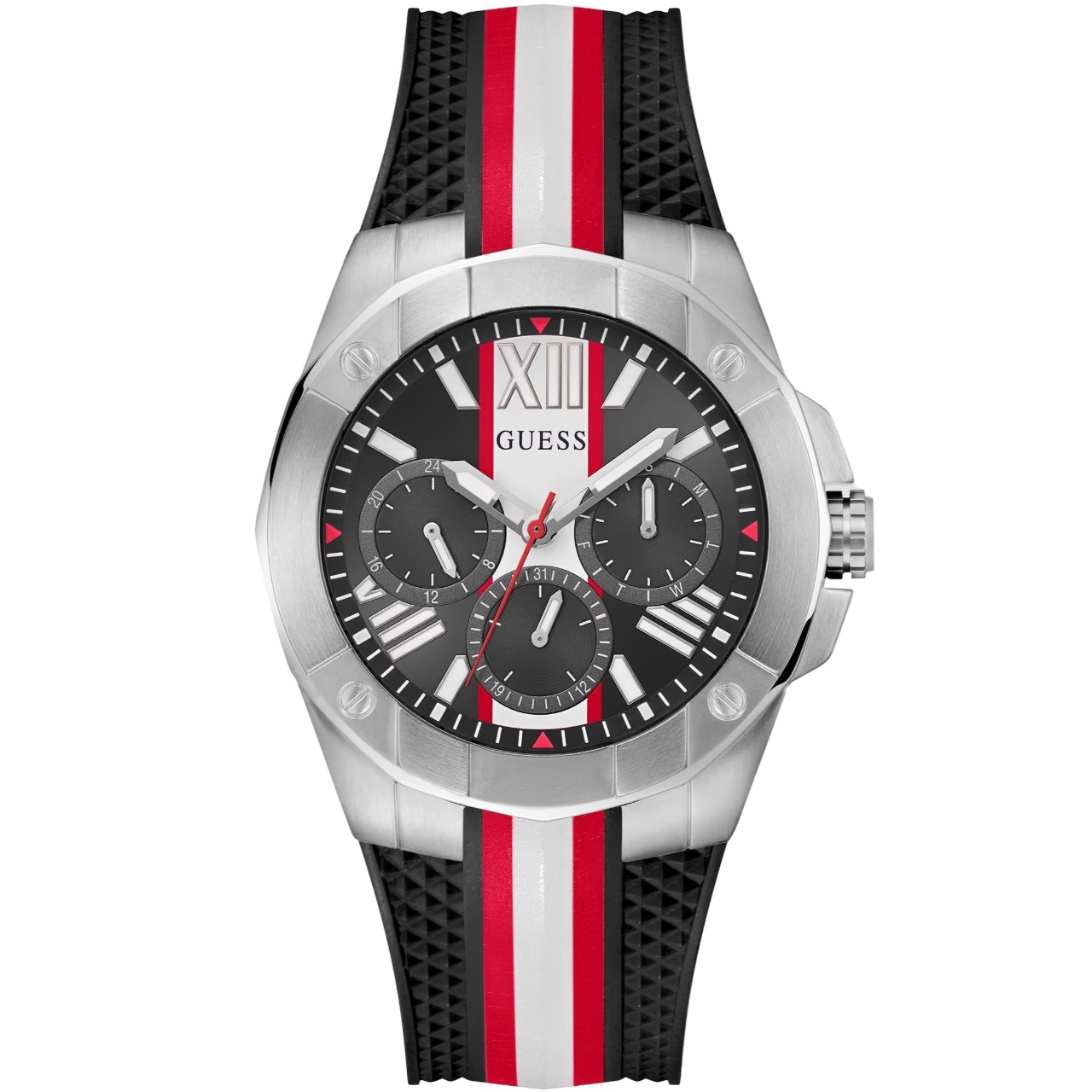 Đồng hồ đeo tay nam Guess Mens Black Silver Tone Multi-function Watch GW0716G1 4