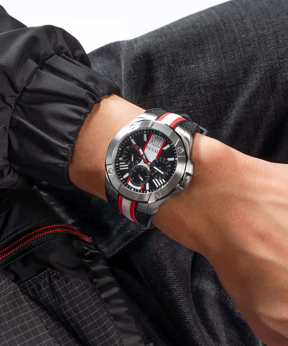 Đồng hồ đeo tay nam Guess Mens Black Silver Tone Multi-function Watch GW0716G1 3