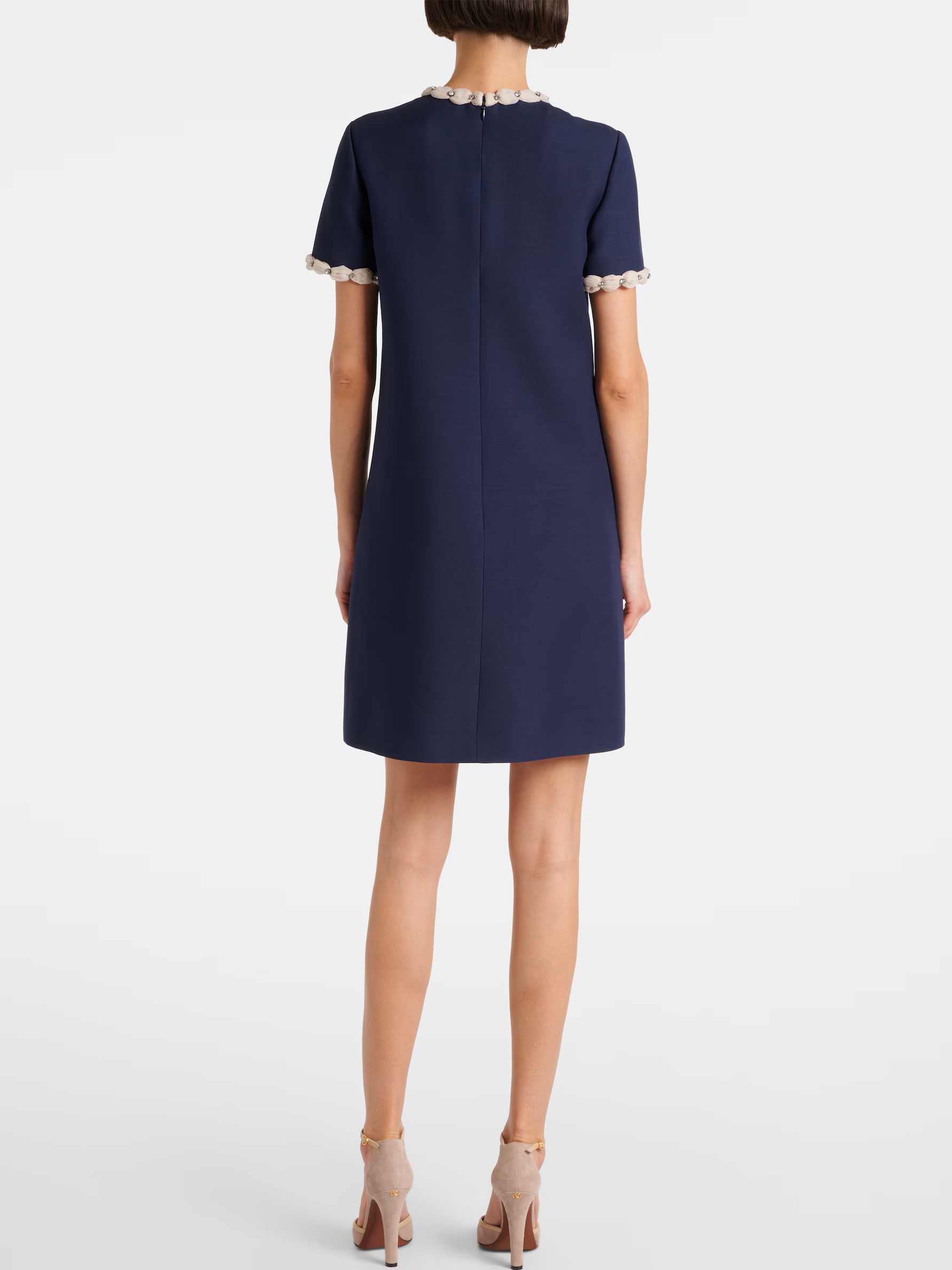 Áo Đầm Valentino Embroidered Crepe Couture Short Dress Indigo 2
