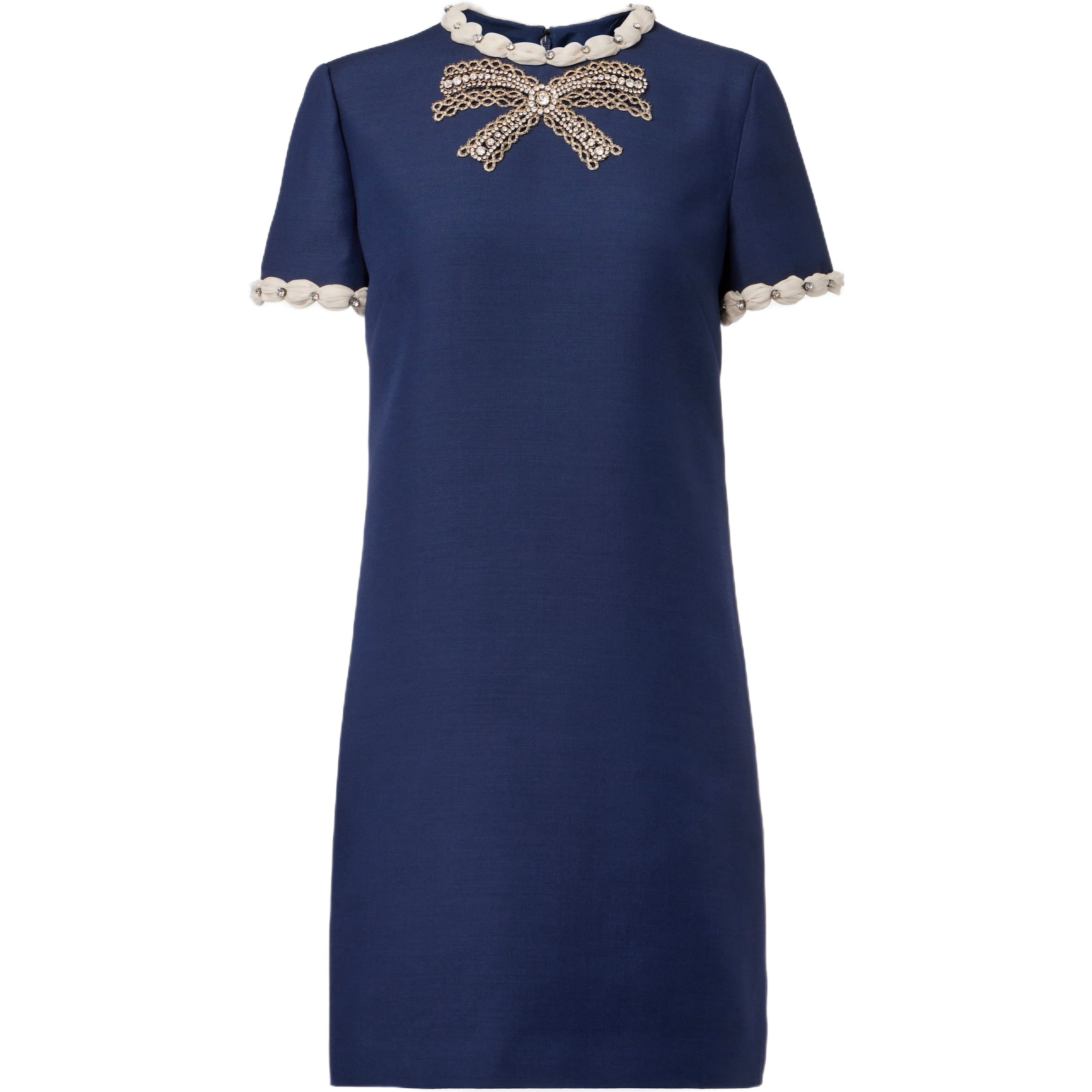 Áo Đầm Valentino Embroidered Crepe Couture Short Dress Indigo 3