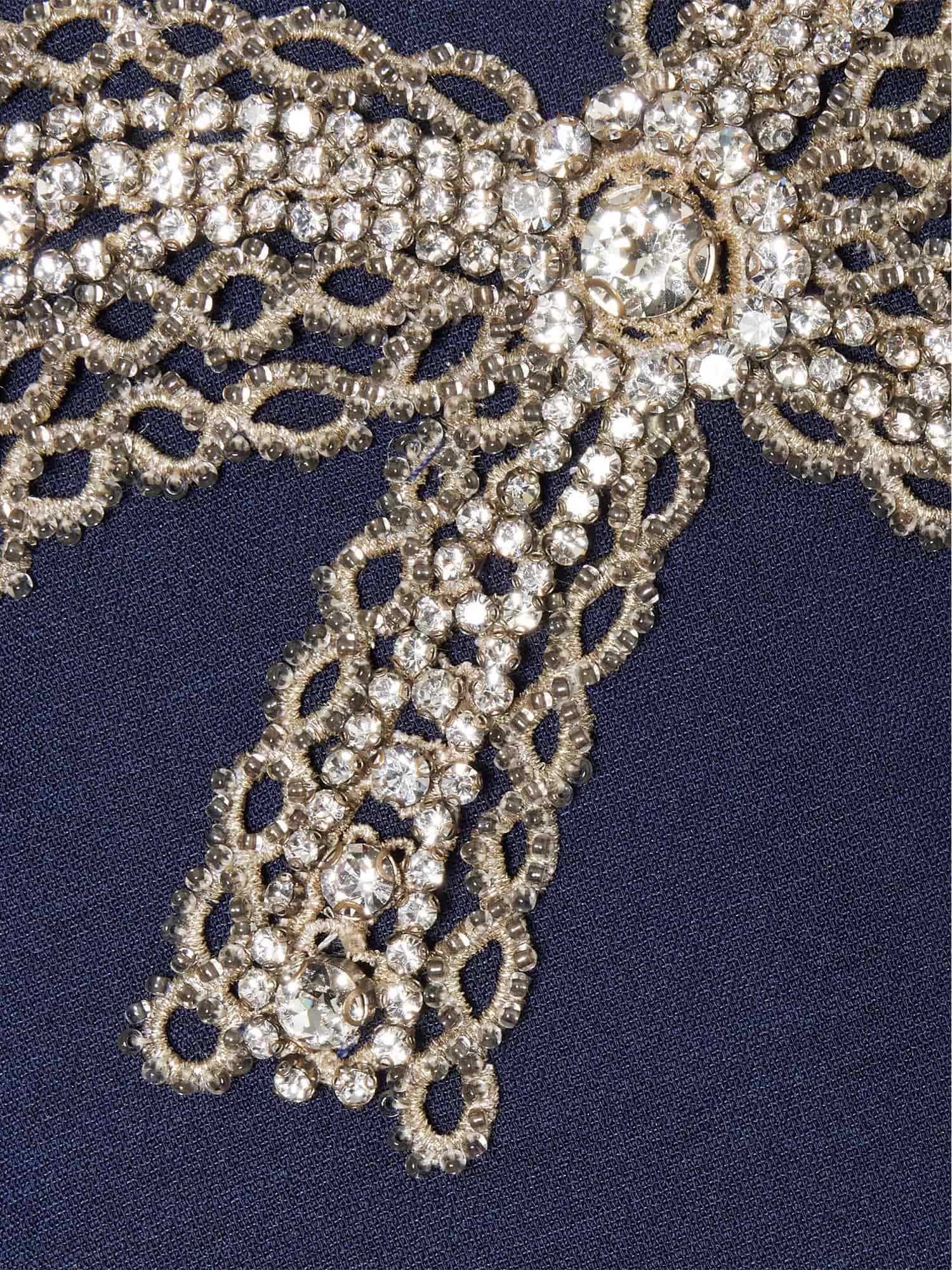 Áo Đầm Valentino Embroidered Crepe Couture Short Dress Indigo 6