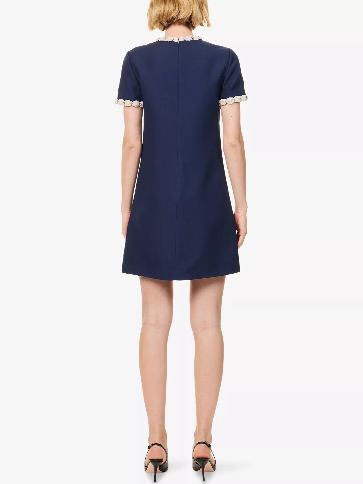 Áo Đầm Valentino Embroidered Crepe Couture Short Dress Indigo 9