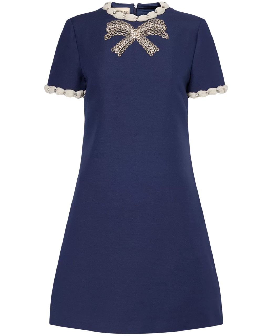Áo Đầm Valentino Embroidered Crepe Couture Short Dress Indigo 11