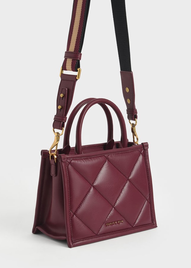 TÚI ĐEO CHÉO CHARLES KEITH QUILTED DOUBLE HANDLE TOTE BAG 18