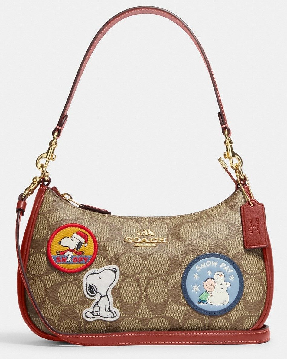 TÚI XÁCH COACH NỮ CHÓ SNOOPY COACH X PEANUTS TERI SHOULDER BAG IN SIGNATURE CANVAS WITH PATCHES 6