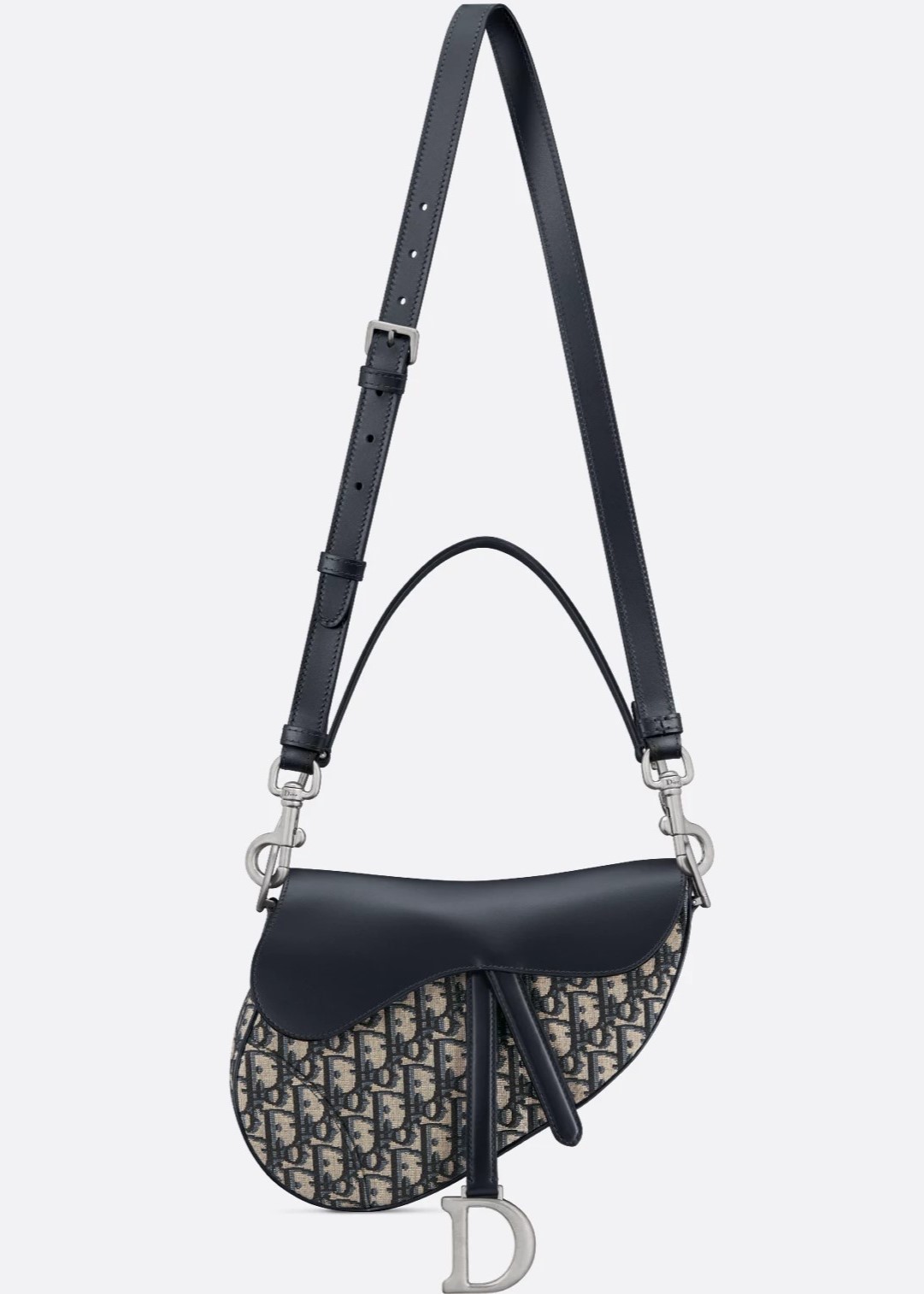 Túi đeo chéo nữ Dior yên ngựa Saddle Bag with Strap Blue Dior Oblique Jacquard and Smooth Calfskin 3