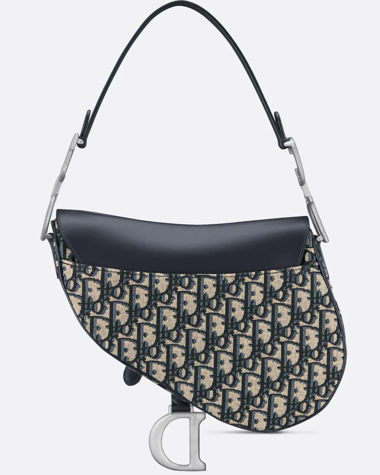 Túi đeo chéo nữ Dior yên ngựa Saddle Bag with Strap Blue Dior Oblique Jacquard and Smooth Calfskin 6