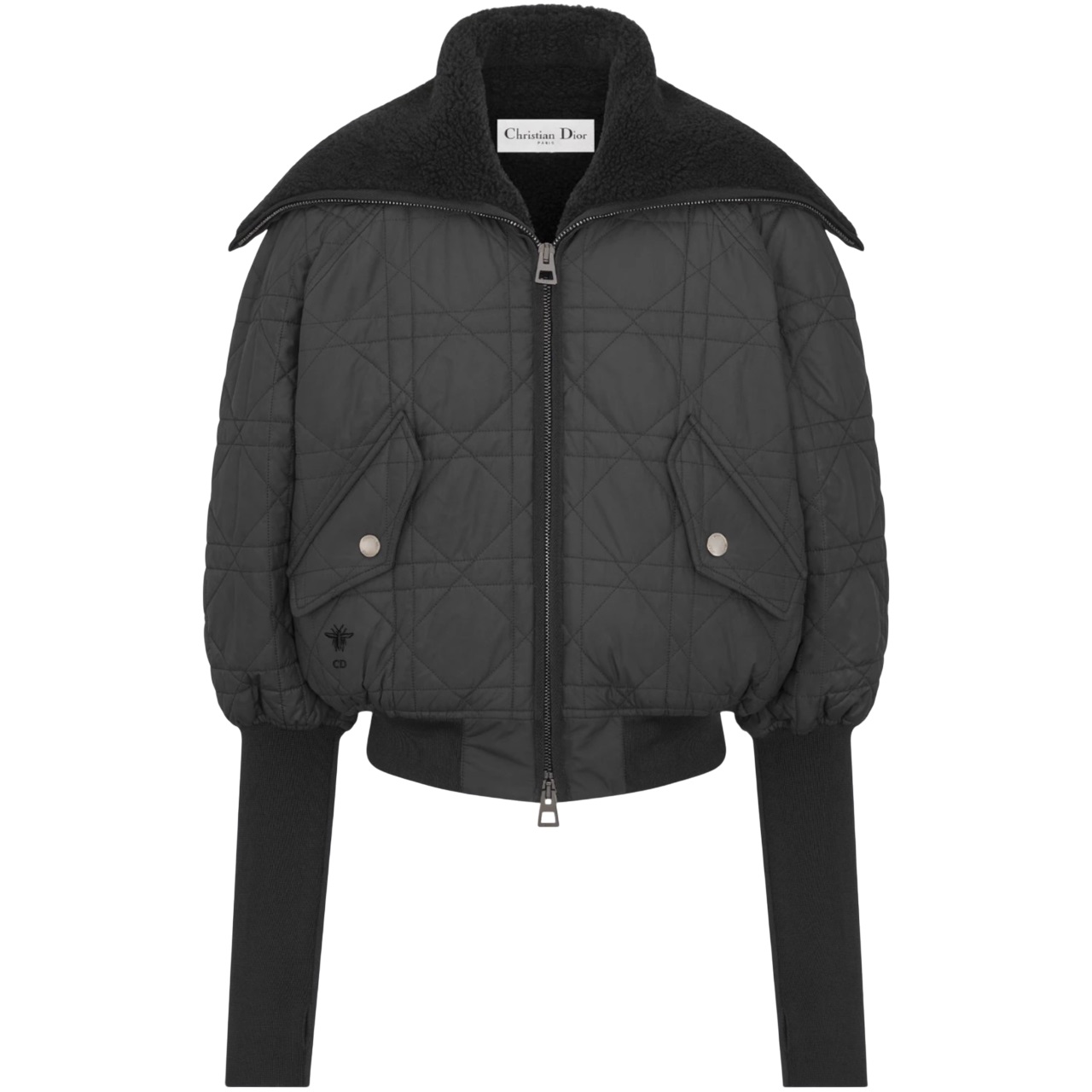 Áo khoác tay dài Dior Macrocannage Jacket Black Quilted Technical Taffeta 1
