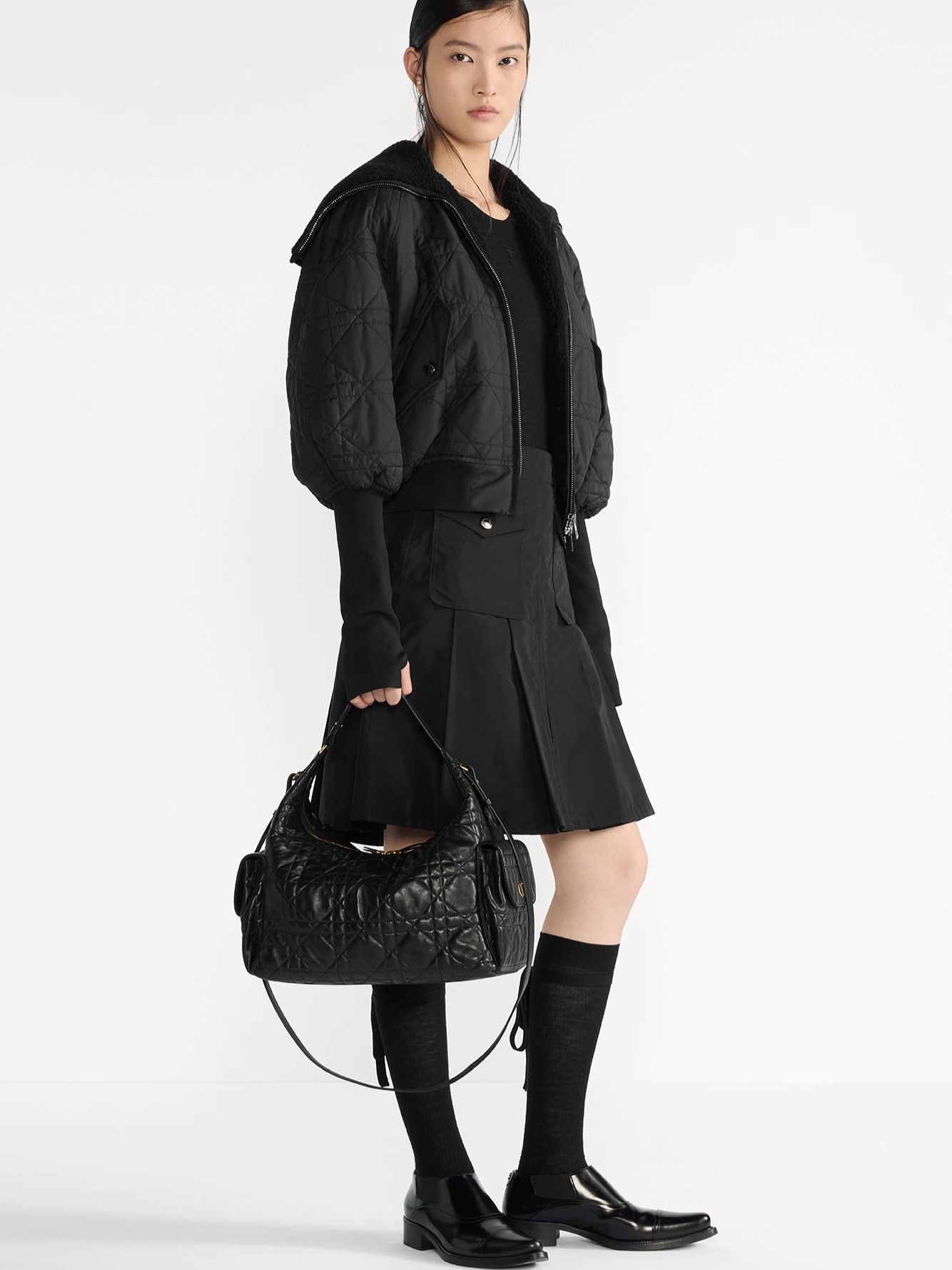 Áo khoác tay dài Dior Macrocannage Jacket Black Quilted Technical Taffeta 2