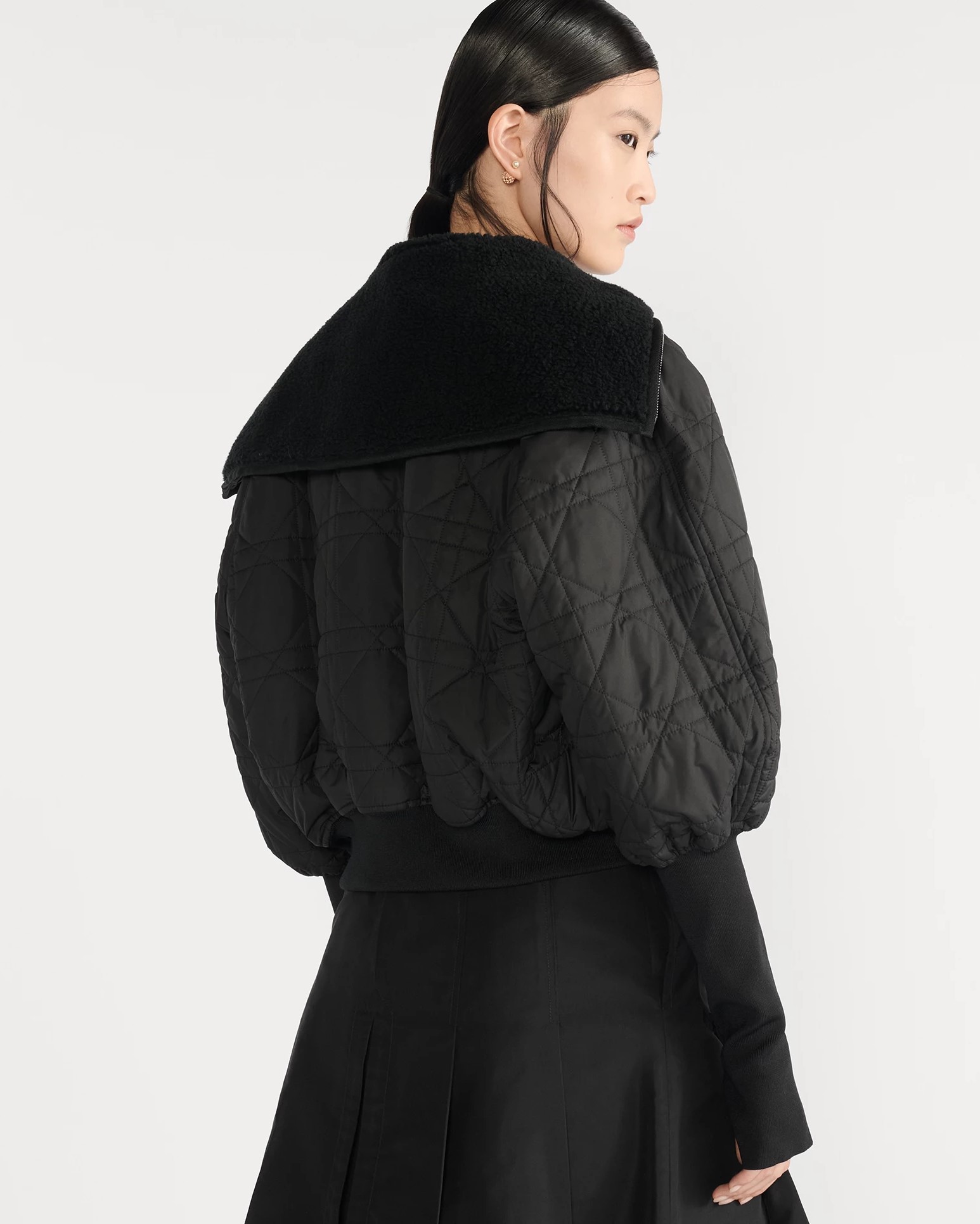 Áo khoác tay dài Dior Macrocannage Jacket Black Quilted Technical Taffeta 7