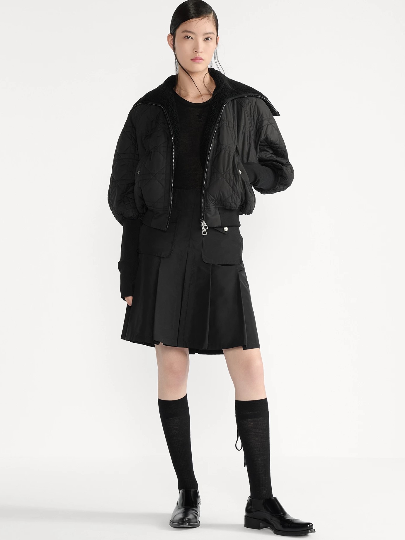 Áo khoác tay dài Dior Macrocannage Jacket Black Quilted Technical Taffeta 9