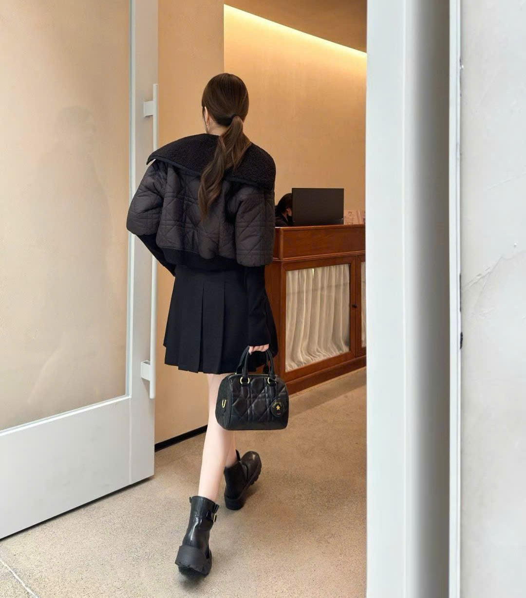 Áo khoác tay dài Dior Macrocannage Jacket Black Quilted Technical Taffeta 8