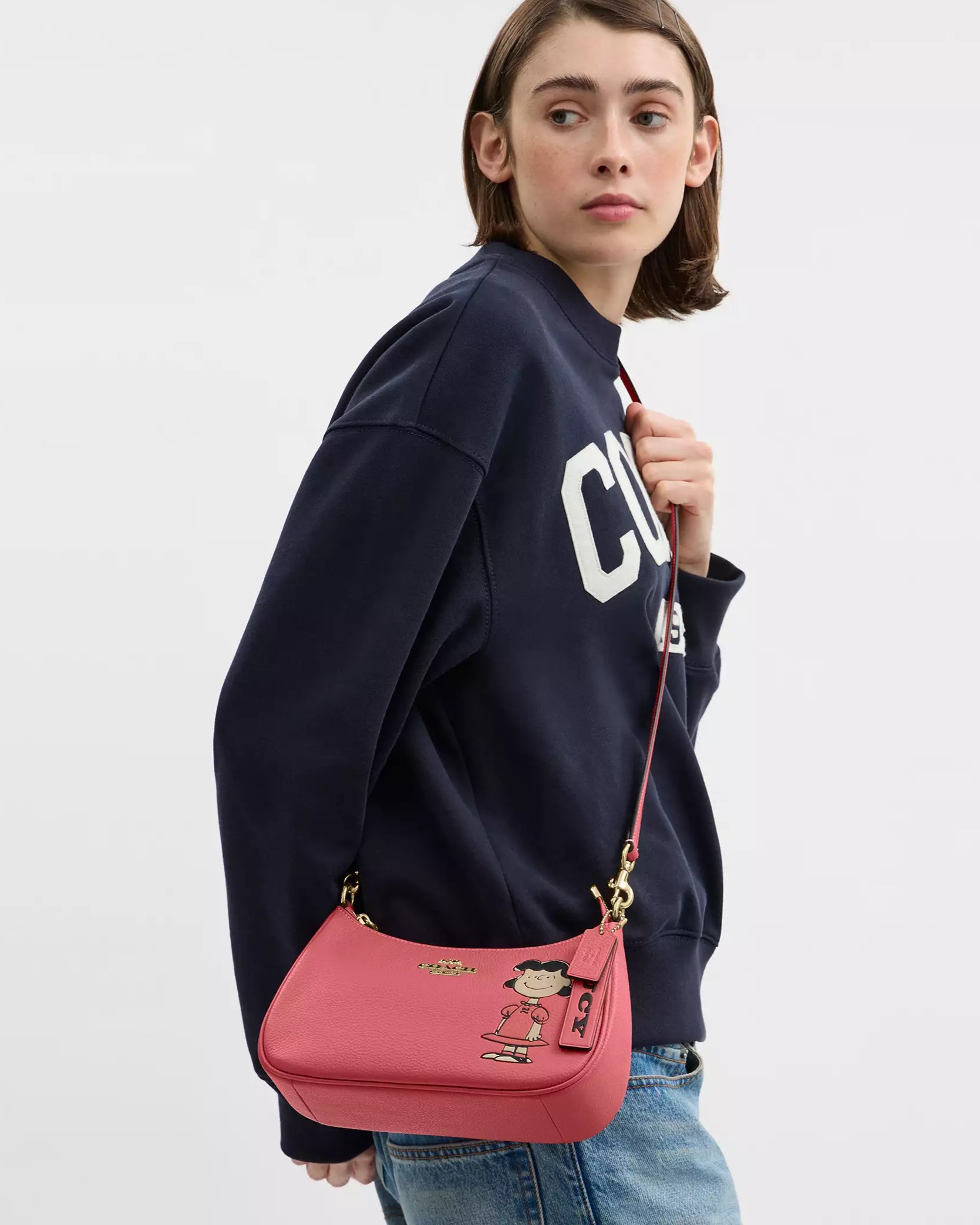 Túi đeo chéo Coach X Peanuts Teri Shoulder Bag With Lucy Bright Coral Multi CBM32 7