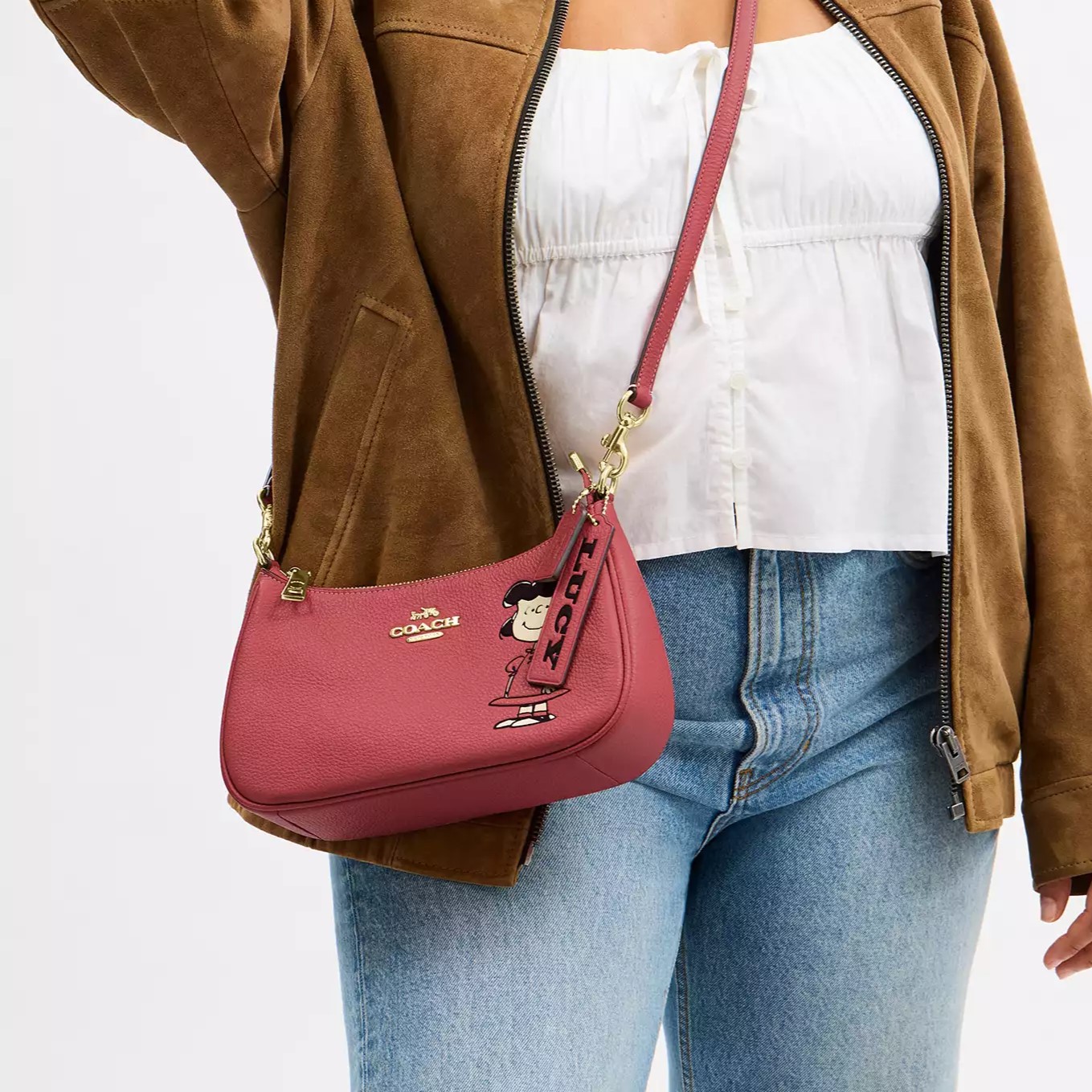 Túi đeo chéo Coach X Peanuts Teri Shoulder Bag With Lucy Bright Coral Multi CBM32 6