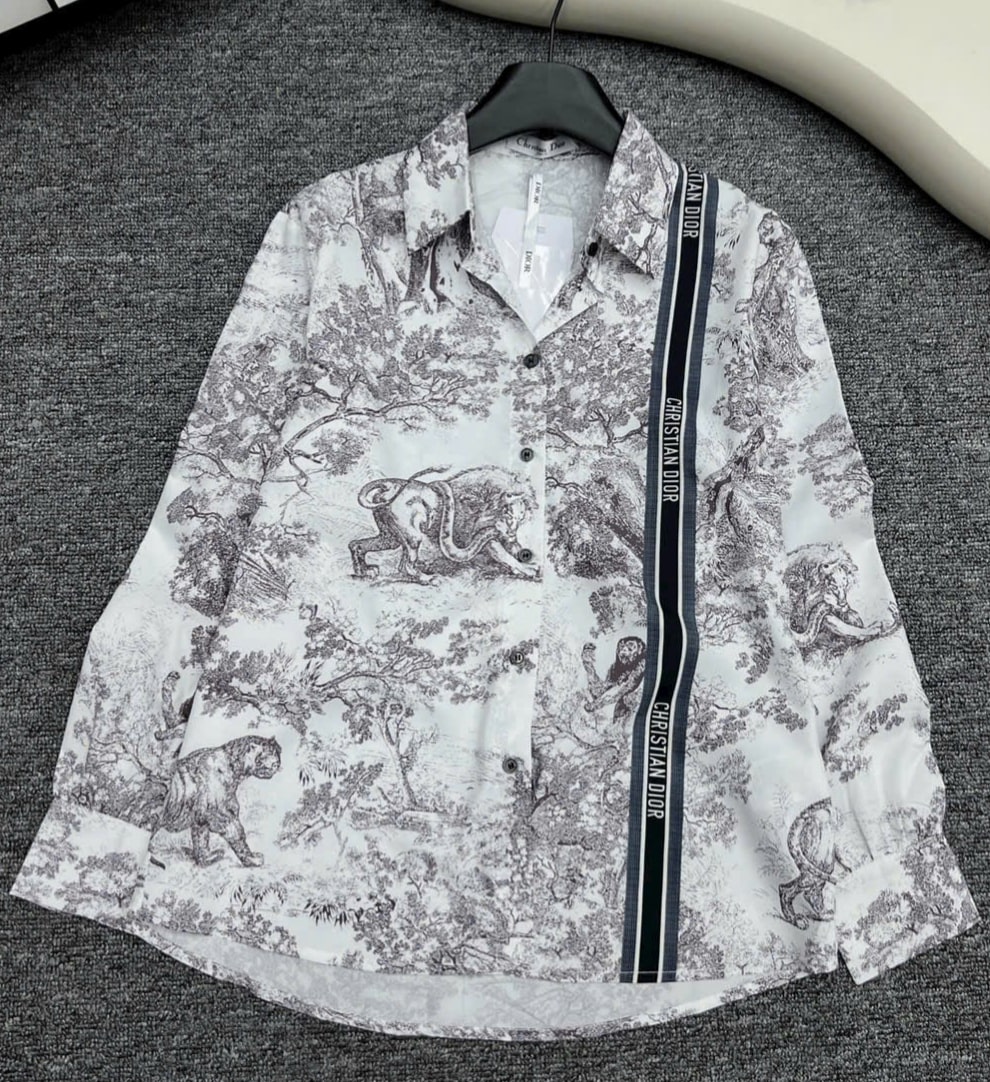 Áo sơ mi nữ thời trang họa tiêt cọp Dior 5
