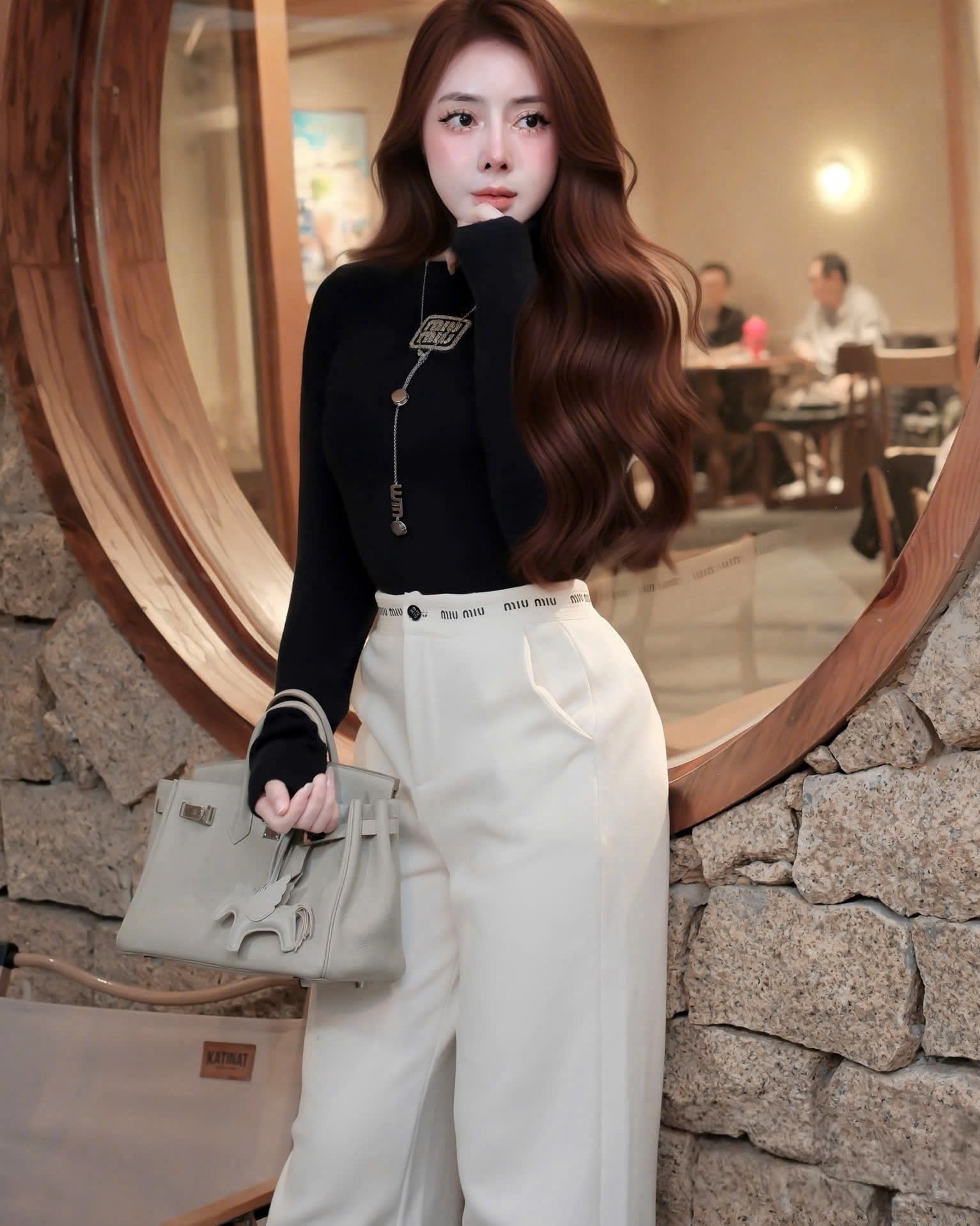 Áo len tay dài cổ lọ giữ nhiệt thời trang Miu Miu 2