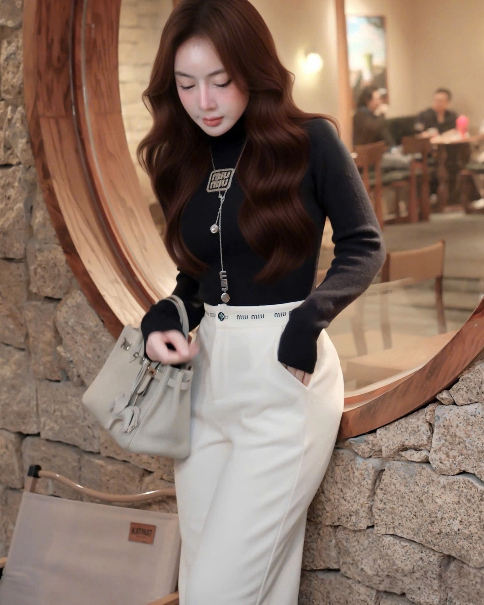 Áo len tay dài cổ lọ giữ nhiệt thời trang Miu Miu 10