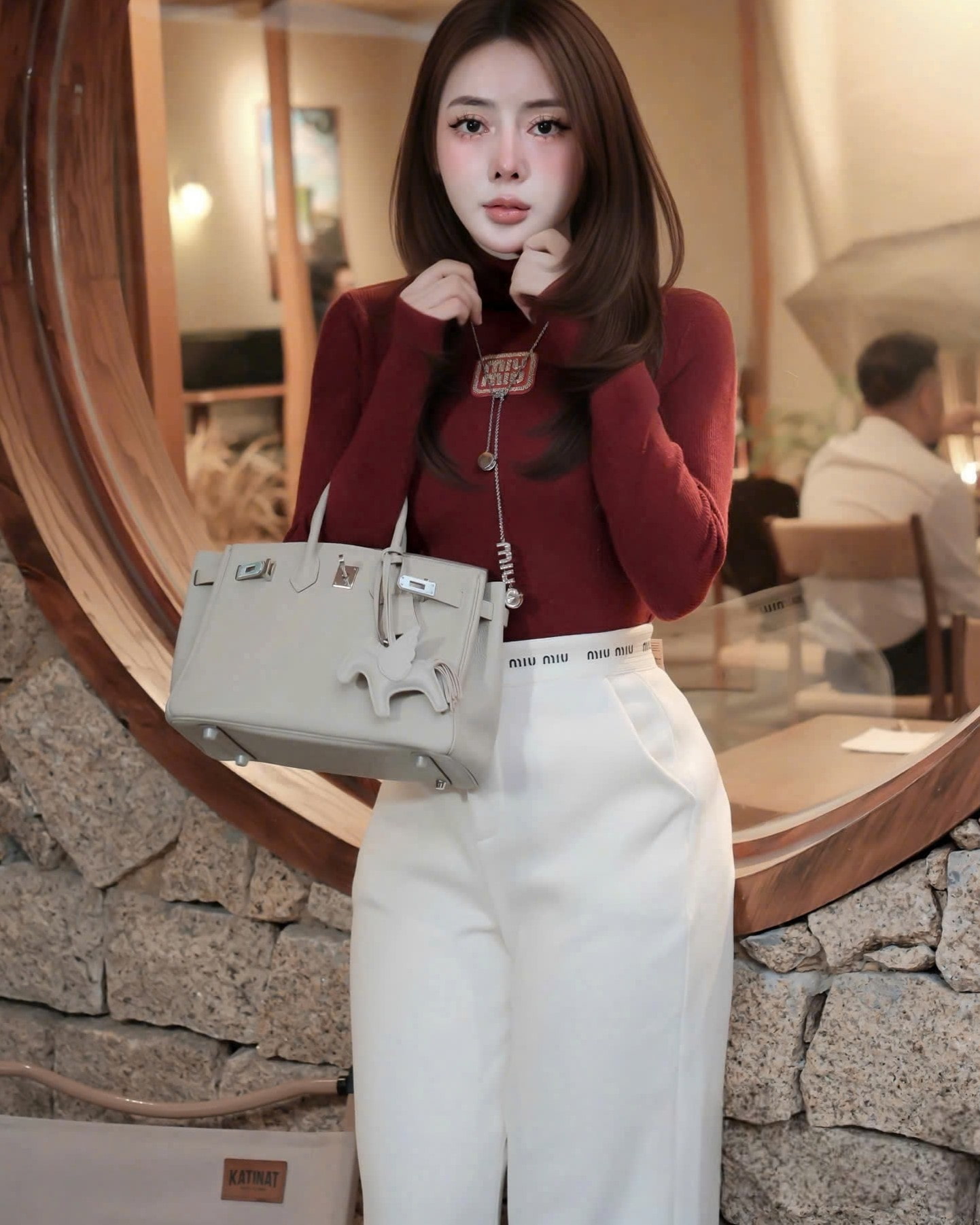 Áo len tay dài cổ lọ giữ nhiệt thời trang Miu Miu 13