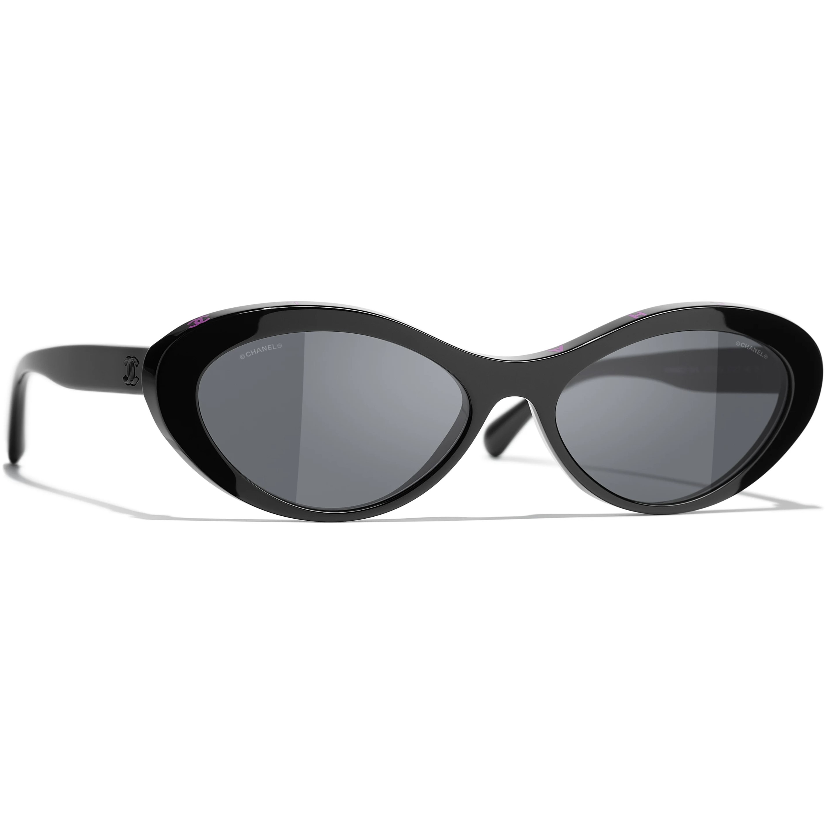 Mắt kính Chanel Oval Black Pink Acetate Sunglasses 5416 6