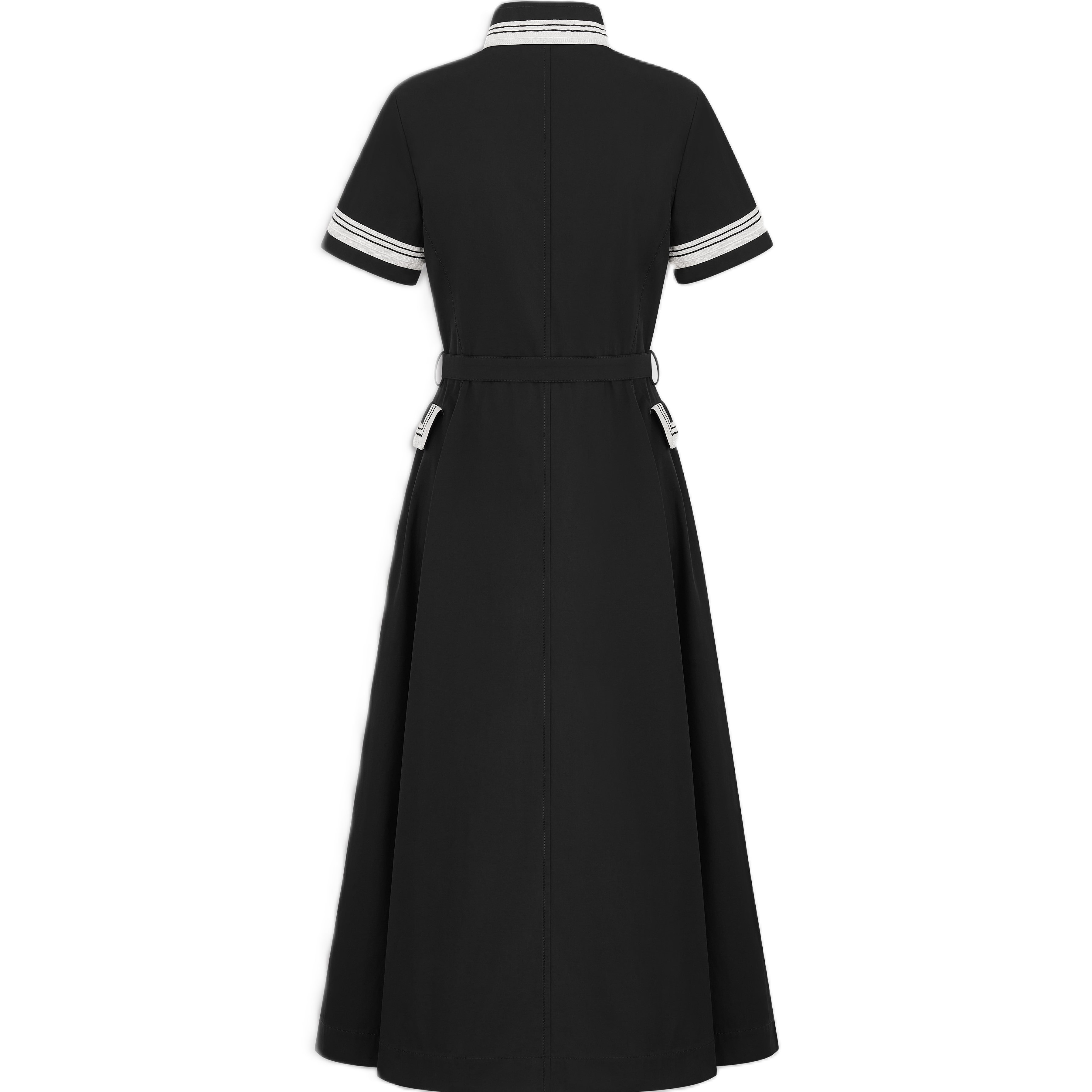 Áo đầm Dior Mid-Length Flared Shirtdress Black Cotton Gabardine 5