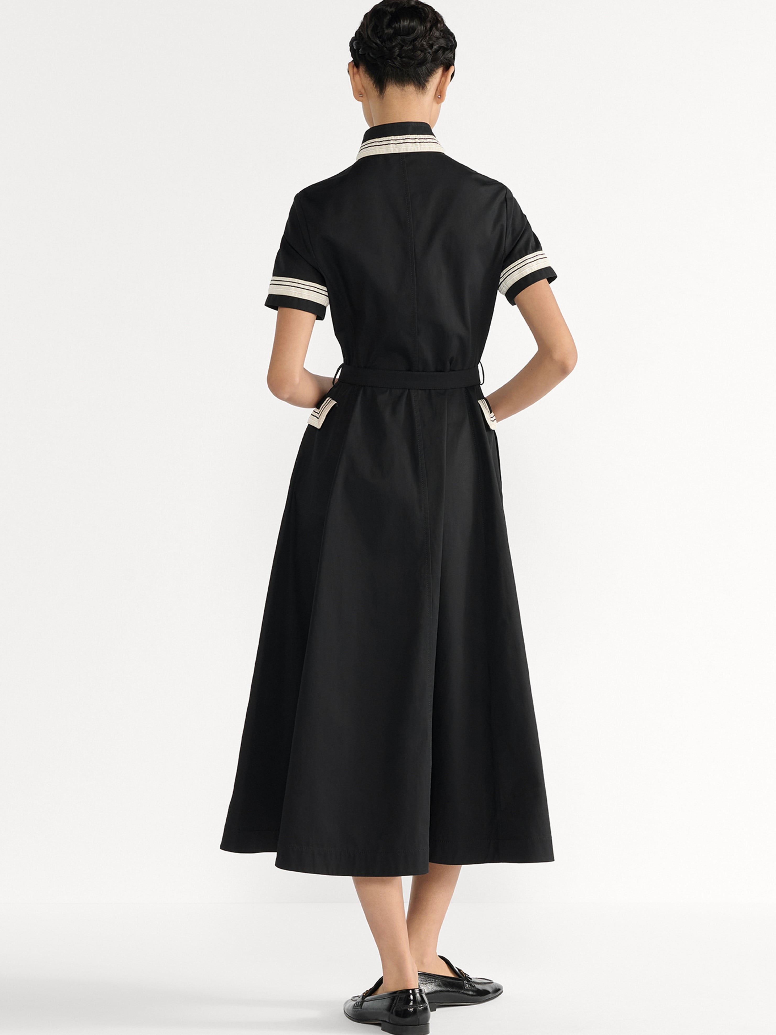 Áo đầm Dior Mid-Length Flared Shirtdress Black Cotton Gabardine 6