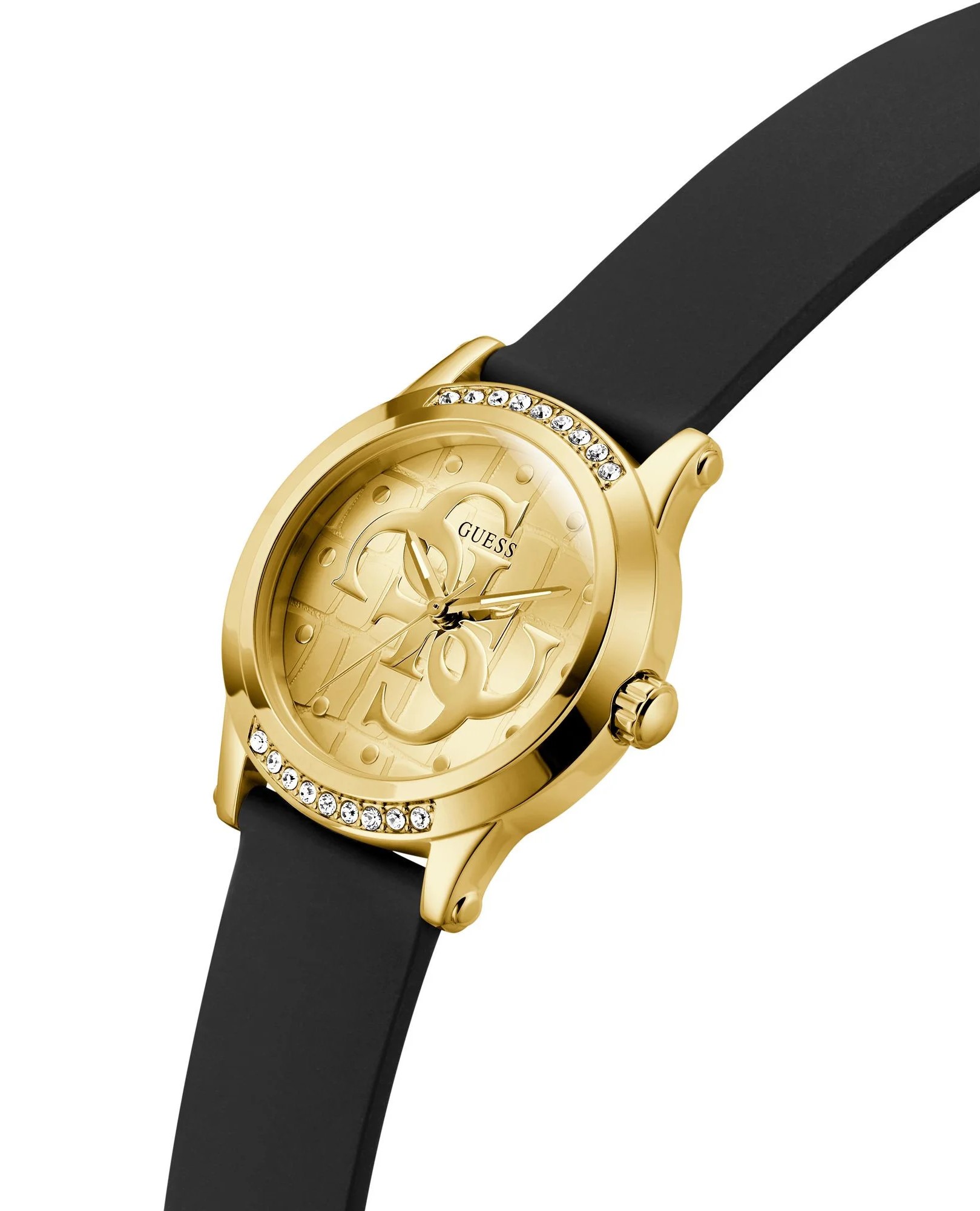 Đồng hồ đeo tay nữ Guess Ladies Black Gold Tone Analog Watch 8