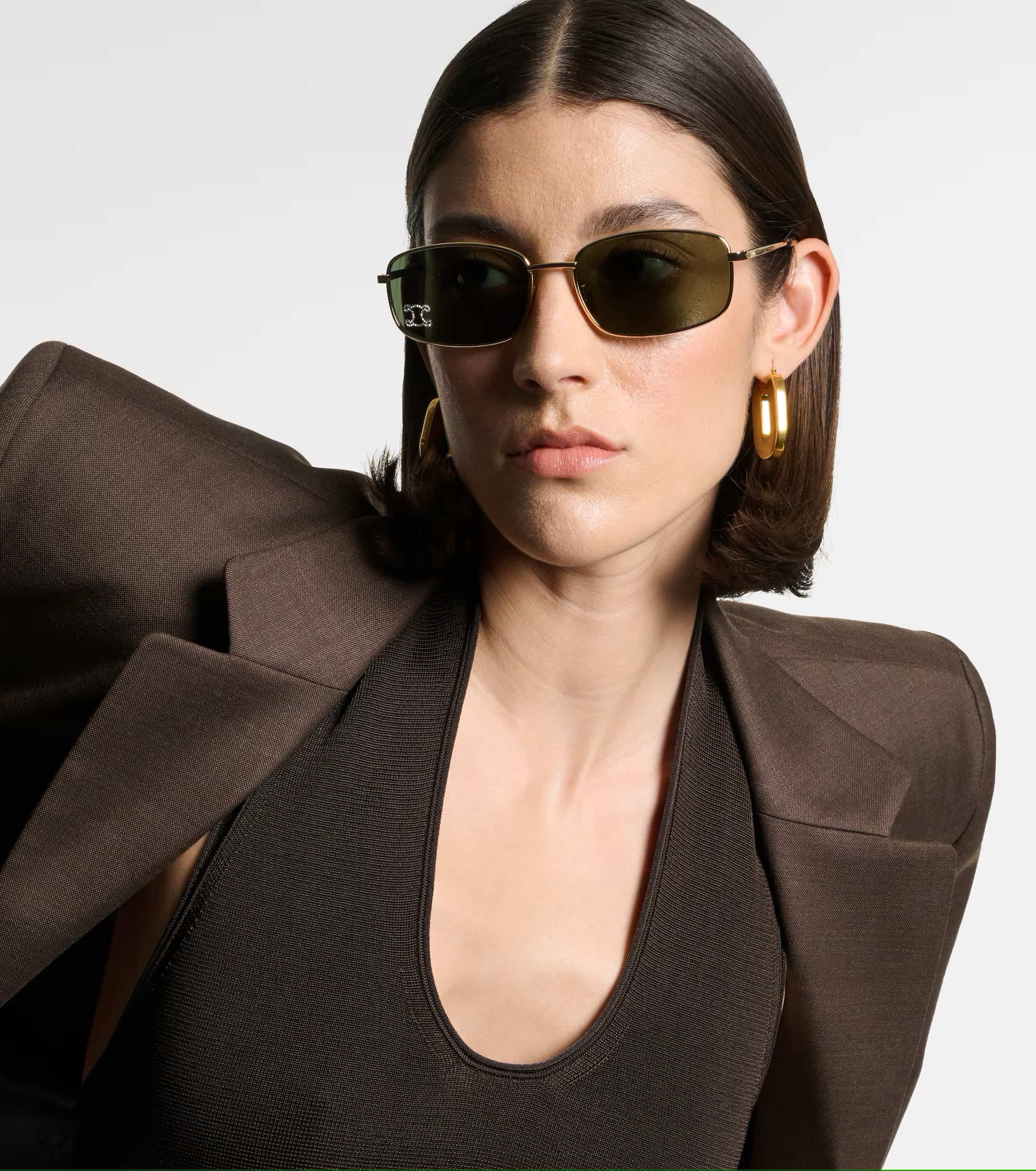 Kính Celine Triomphe Shiny Palladium Smoke CL40285U 9