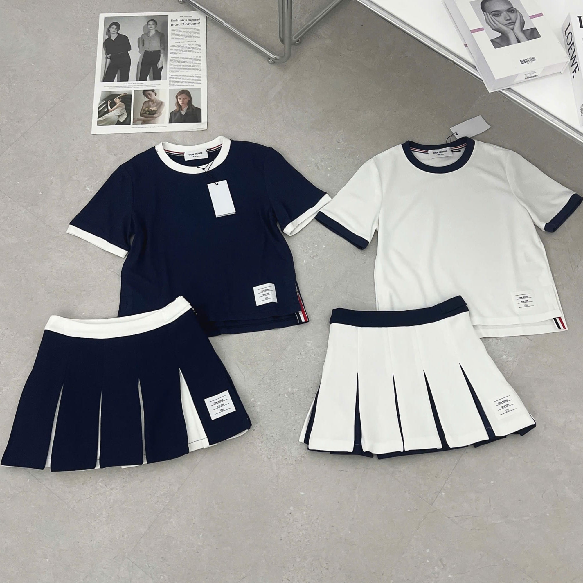 Combo bộ áo thun váy xếp ly Thom Browne 8