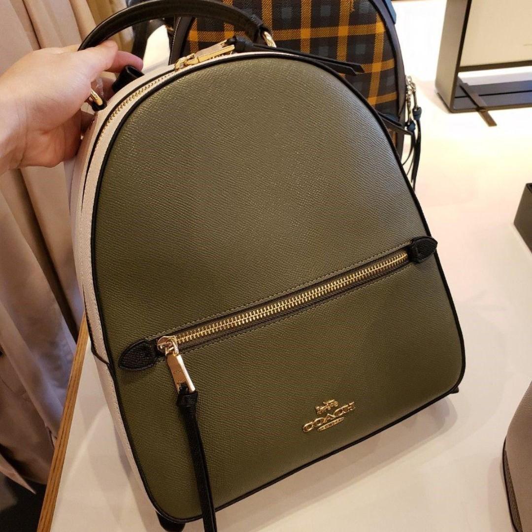 BALO COACH JORDYN IN COLORBLOCK MILITARY GREEN LEATHER BACKPACK 1