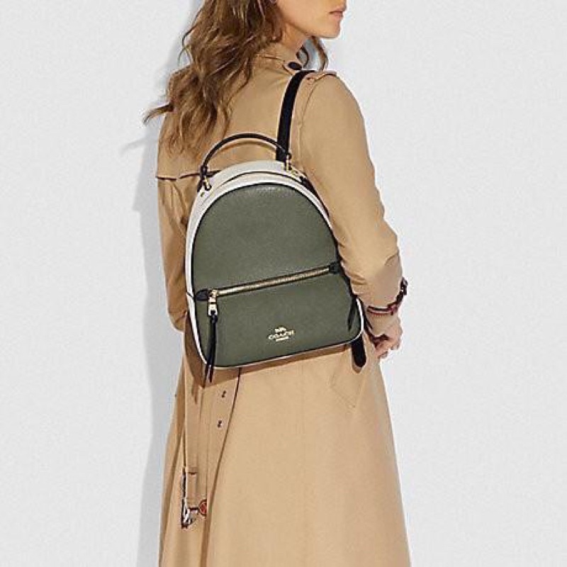 BALO COACH JORDYN IN COLORBLOCK MILITARY GREEN LEATHER BACKPACK 3