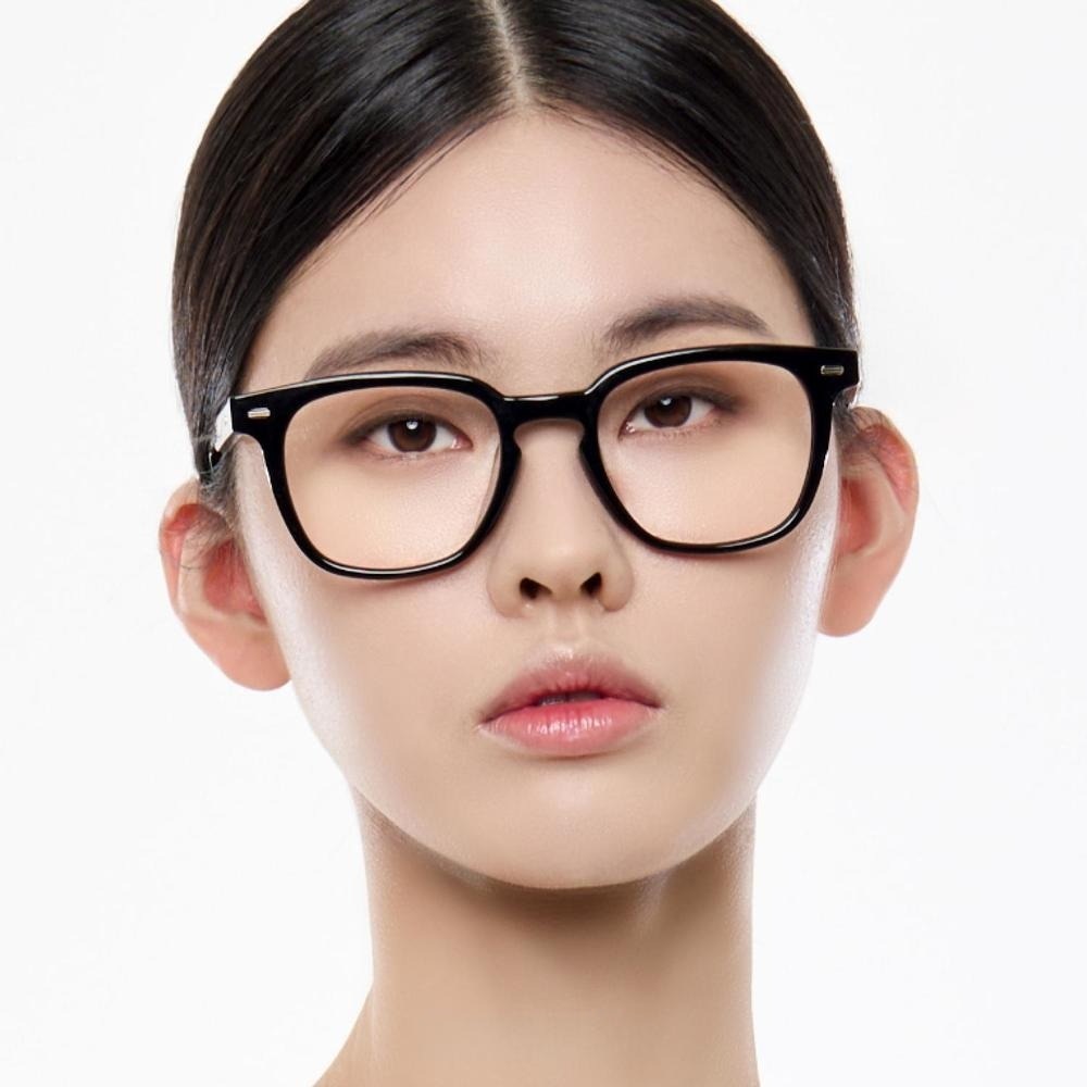 Mắt kính giả cận Gentle Monster Kubo 01 Square Glasses in Black Acetate Frame Clear Lenses 17