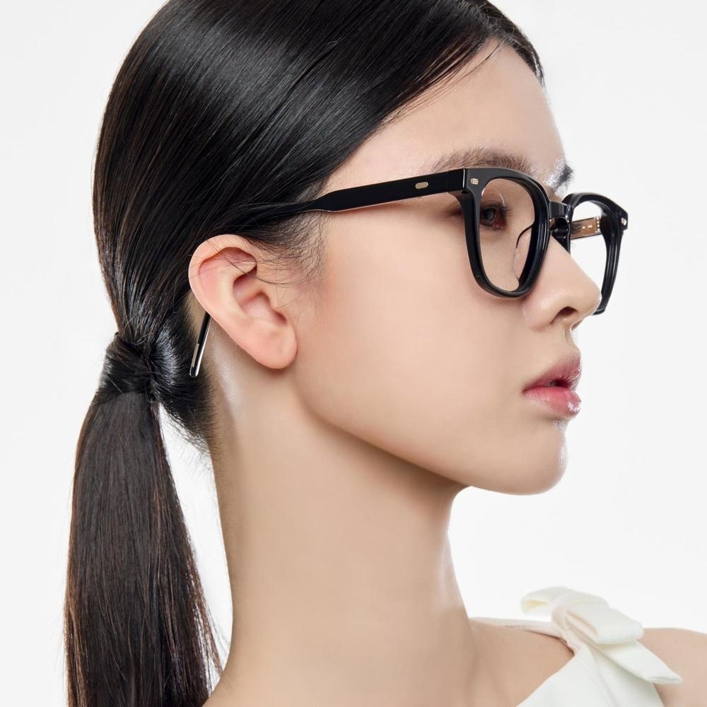Mắt kính giả cận Gentle Monster Kubo 01 Square Glasses in Black Acetate Frame Clear Lenses 18