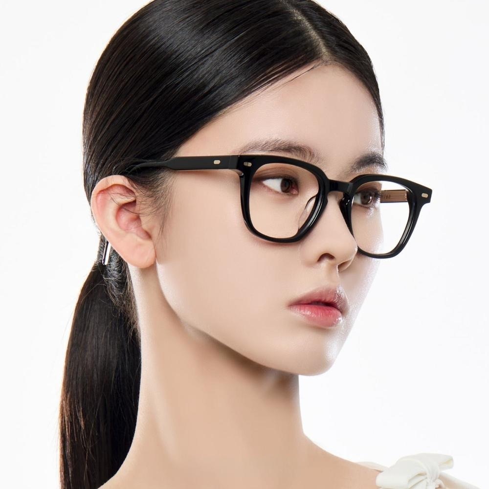 Mắt kính giả cận Gentle Monster Kubo 01 Square Glasses in Black Acetate Frame Clear Lenses 16