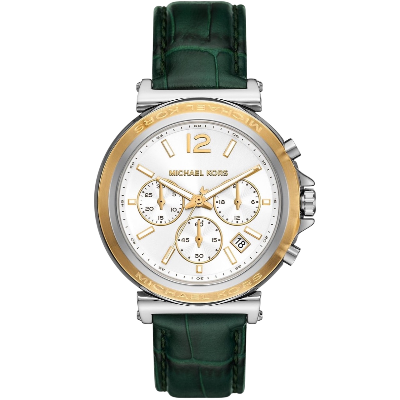 Đồng hồ đeo tay nữ Michael Kors Oversized Maren Silver-Tone and Crocodile Embossed Leather Watch MK7498 7