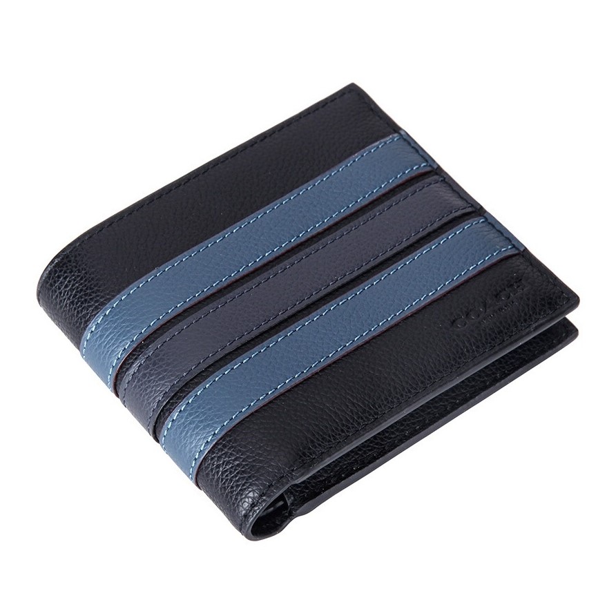 Ví Coach Men 3-In-1 Wallet With Varsity Stripe Black Denim Midnight Navy F24649 1