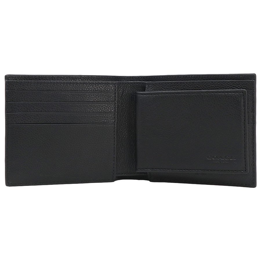 Ví Coach Men 3-In-1 Wallet With Varsity Stripe Black Denim Midnight Navy F24649 3