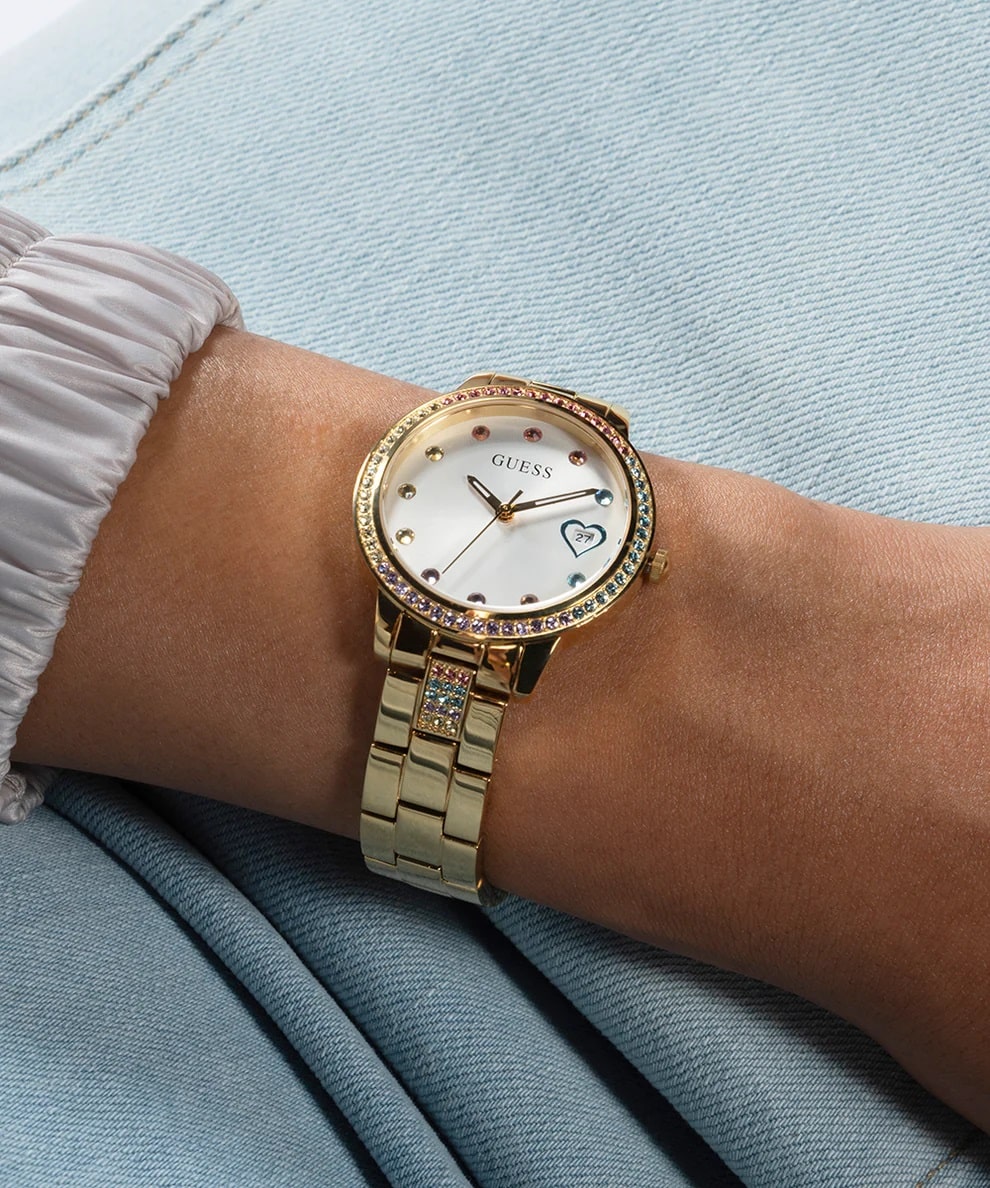 Đồng hồ đeo tay nữ Guess Ladies Gold Tone Date Watch GW0657L2 5