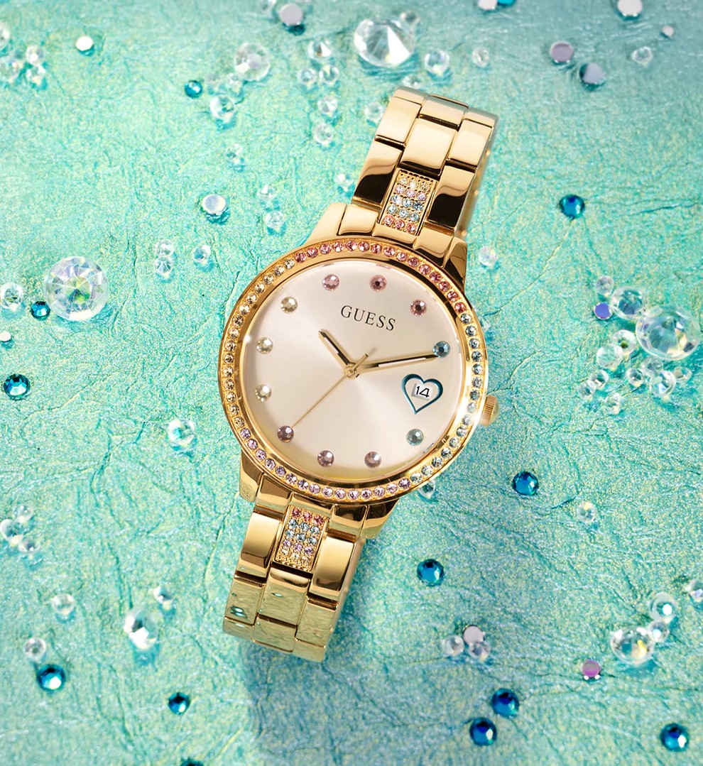 Đồng hồ đeo tay nữ Guess Ladies Gold Tone Date Watch GW0657L2 7