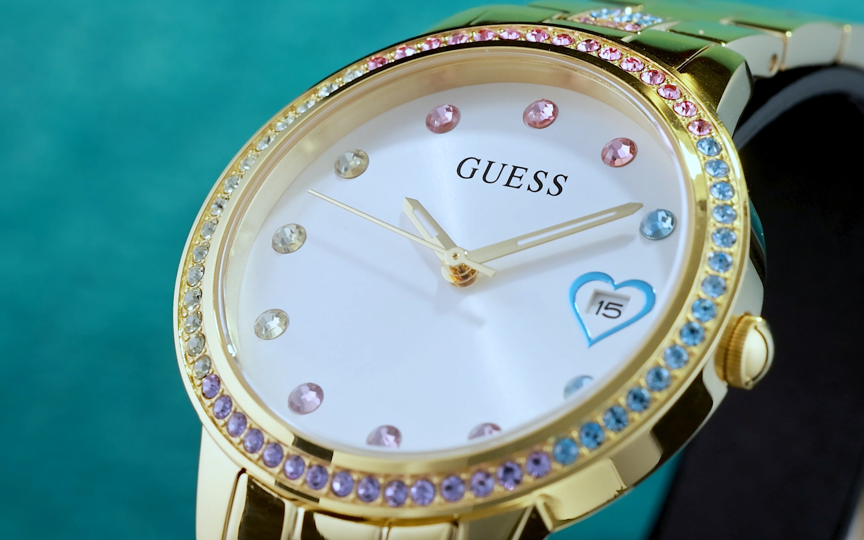 Đồng hồ đeo tay nữ Guess Ladies Gold Tone Date Watch GW0657L2 9