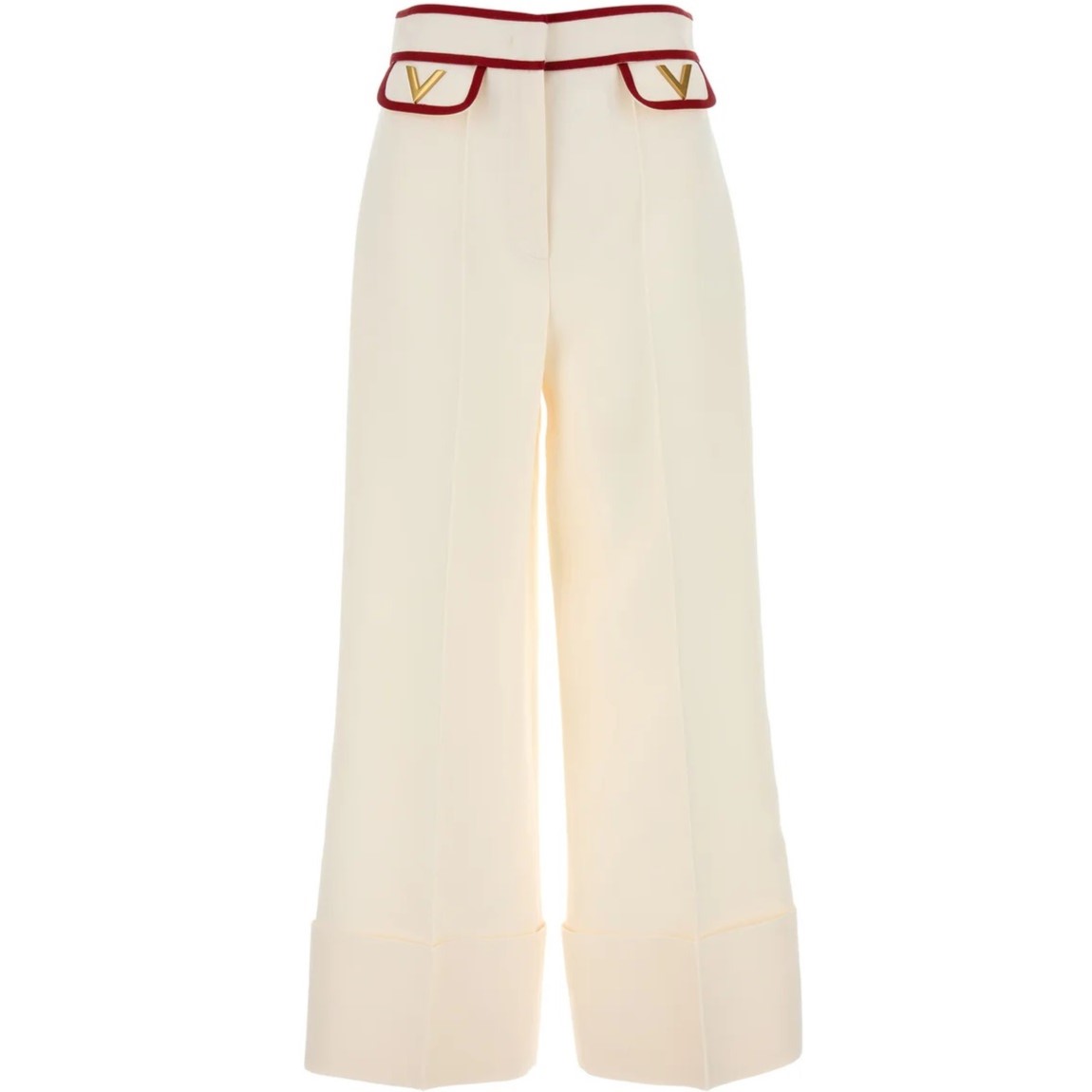 Quần dài suông nữ Valentino Crepe Couture Pants with V Gold 3