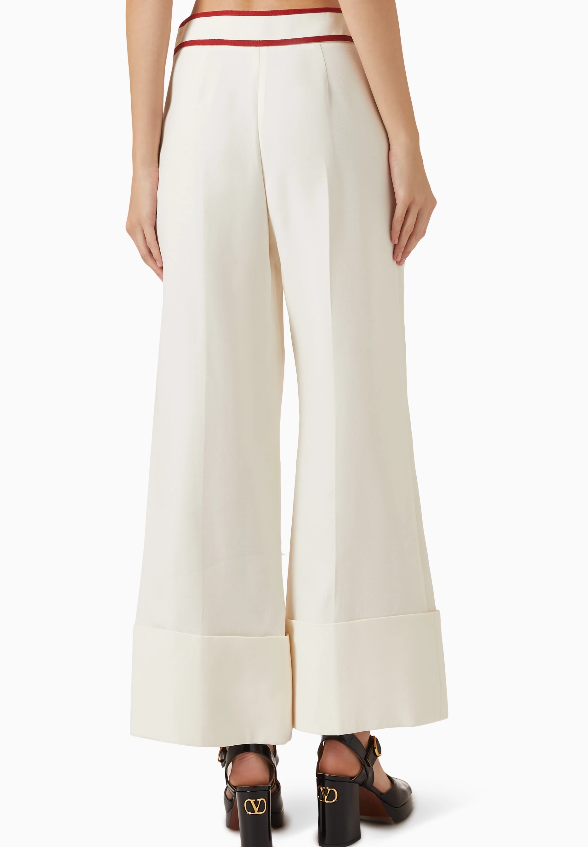 Quần dài suông nữ Valentino Crepe Couture Pants with V Gold 7