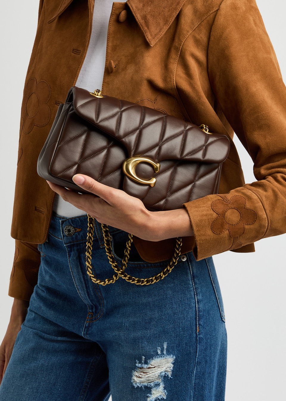 Túi đeo chéo nữ Coach Tabby 26 Quilted Leather Shoulder Bag Maple 6
