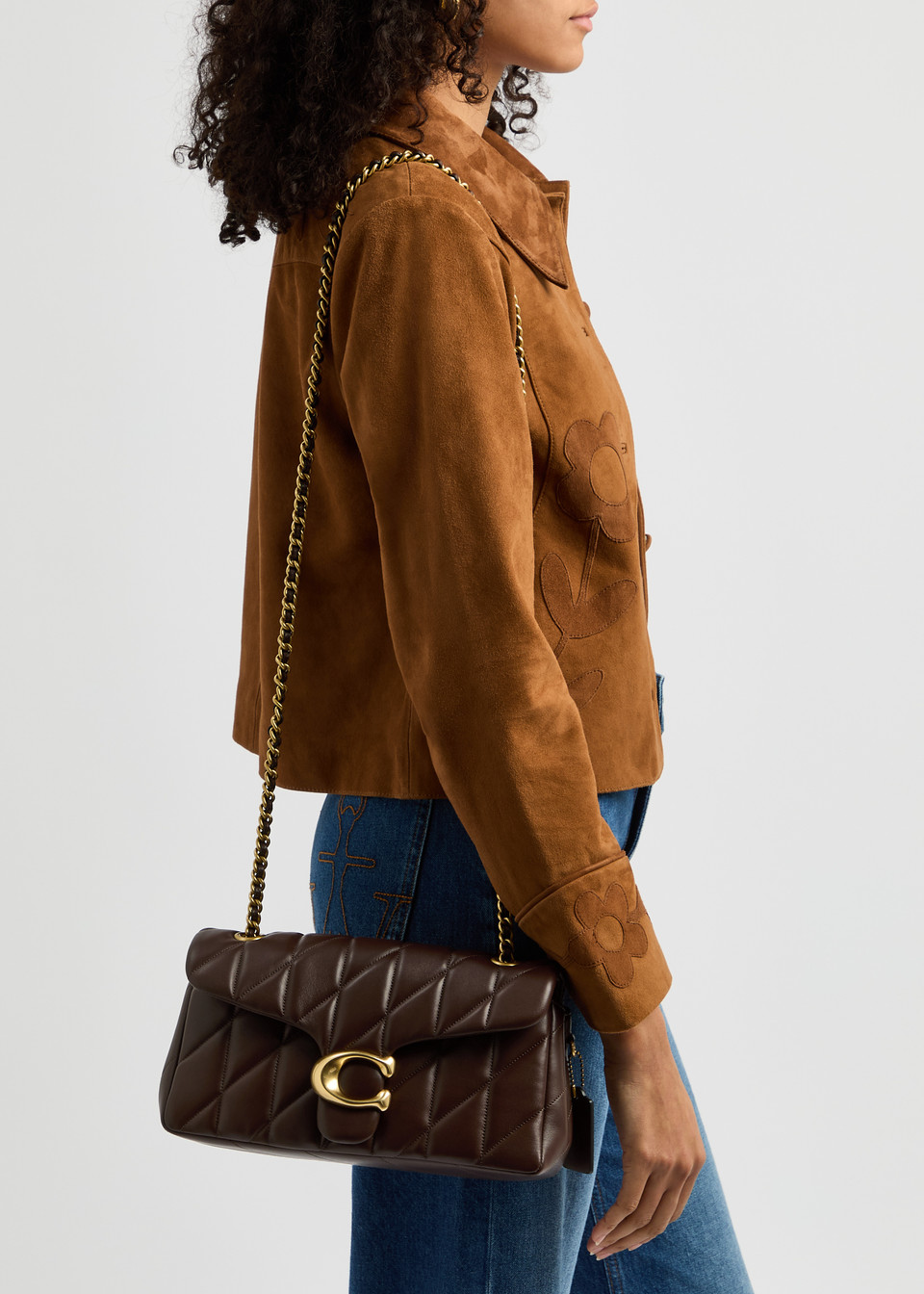 Túi đeo chéo nữ Coach Tabby 26 Quilted Leather Shoulder Bag Maple 5