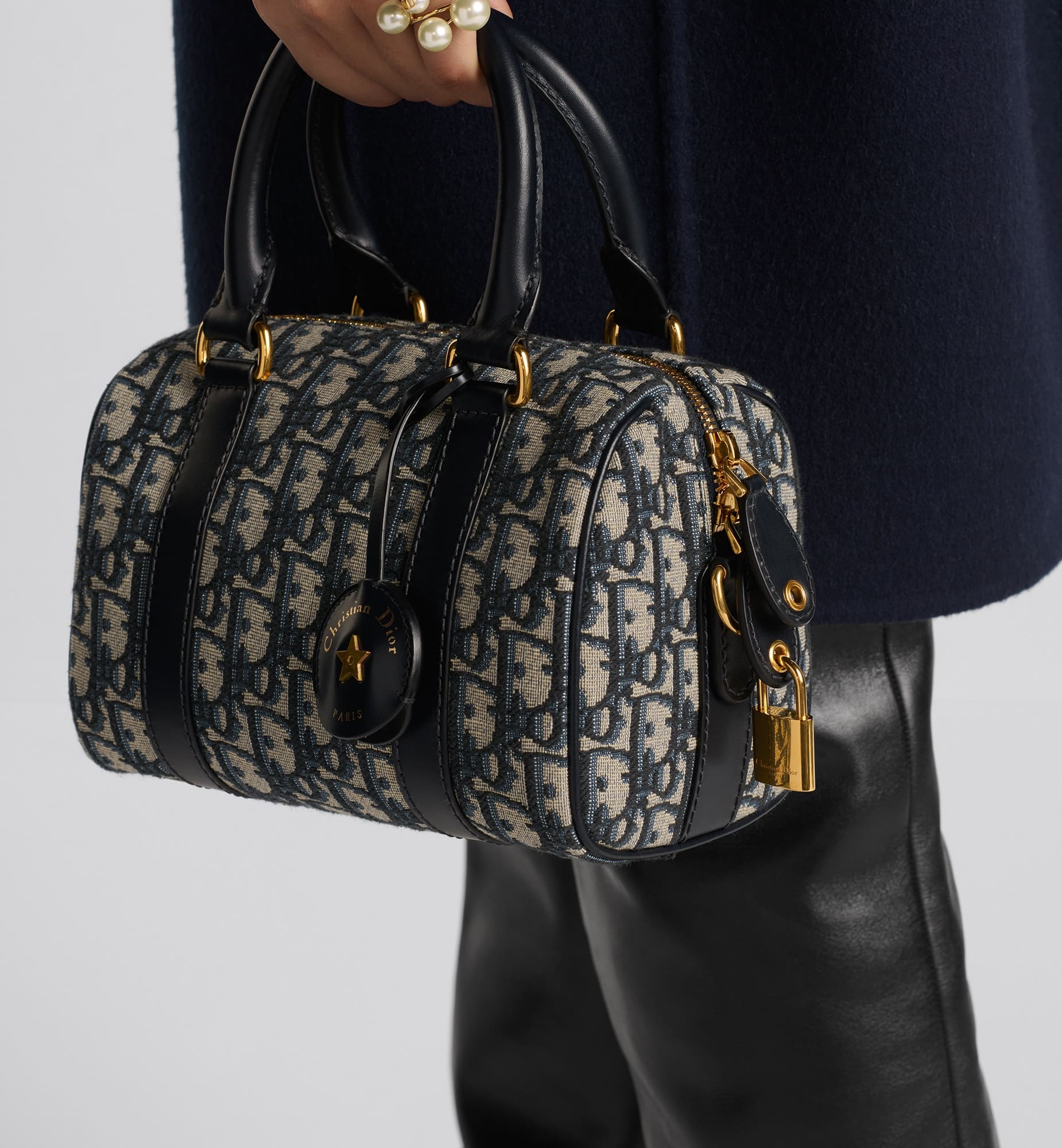 Túi xách nữ Dior Groove 20 Bag Blue Dior Oblique Jacquard 2