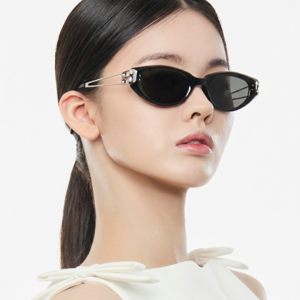Mắt kính Gentle Monster Kunst 01 Sophisticated Cat-eye Sunglasses in Black 16