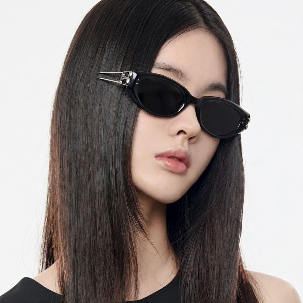 Mắt kính Gentle Monster Kunst 01 Sophisticated Cat-eye Sunglasses in Black 18