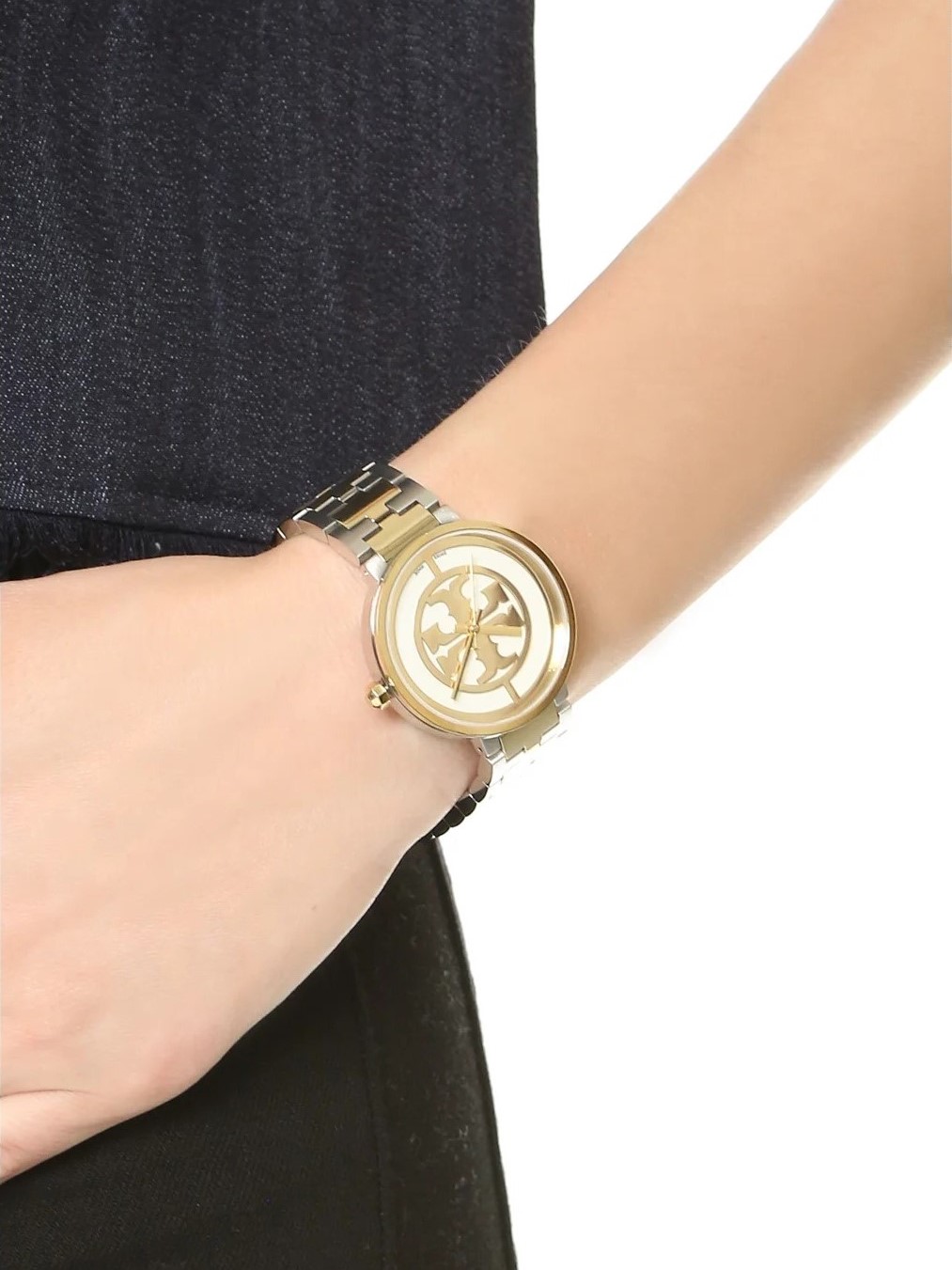 Đồng hồ đeo tay nữ Tory Burch Reva Watch Two-tone Gold Stainless Steel TBW4016 1