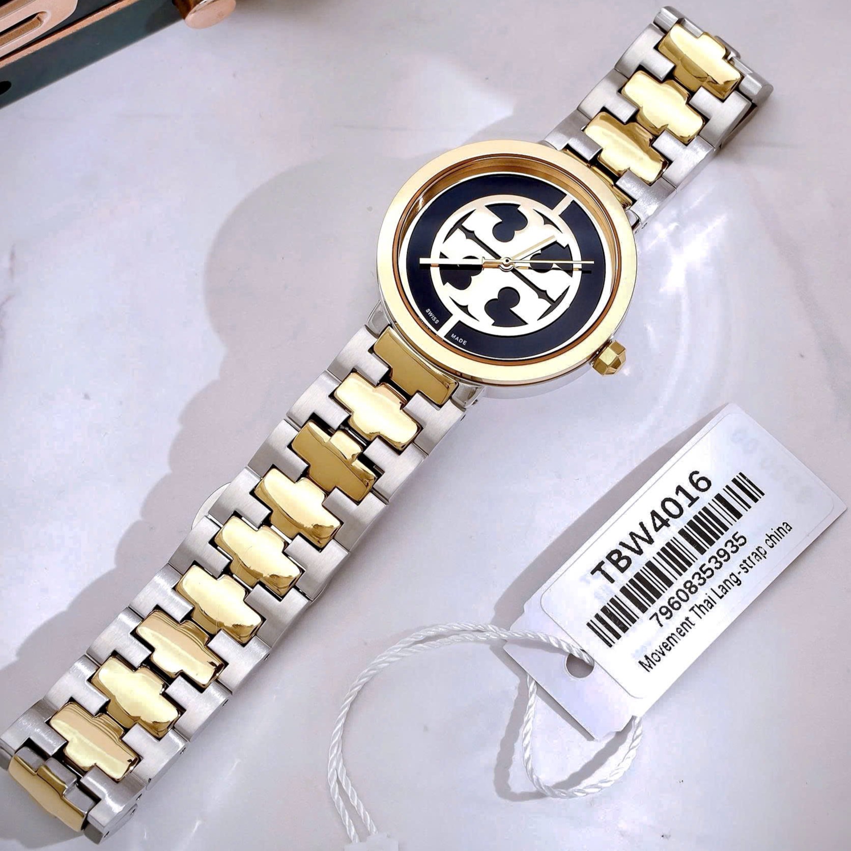 Đồng hồ đeo tay nữ Tory Burch Reva Watch Two-tone Gold Stainless Steel TBW4016 6